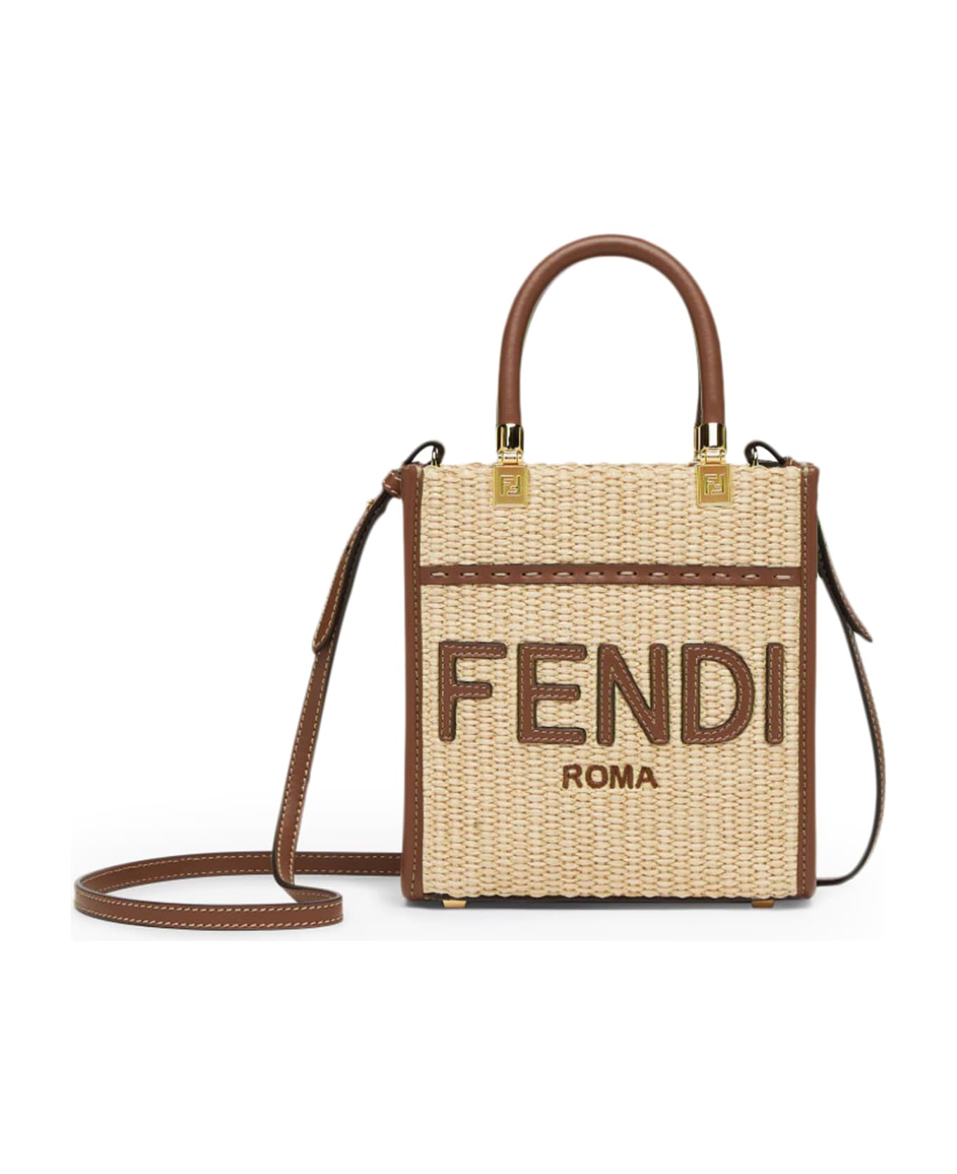 Fendi Shopping Mini Sunshine S Paglia Chicco - Plf Alchemy Gianduia Os