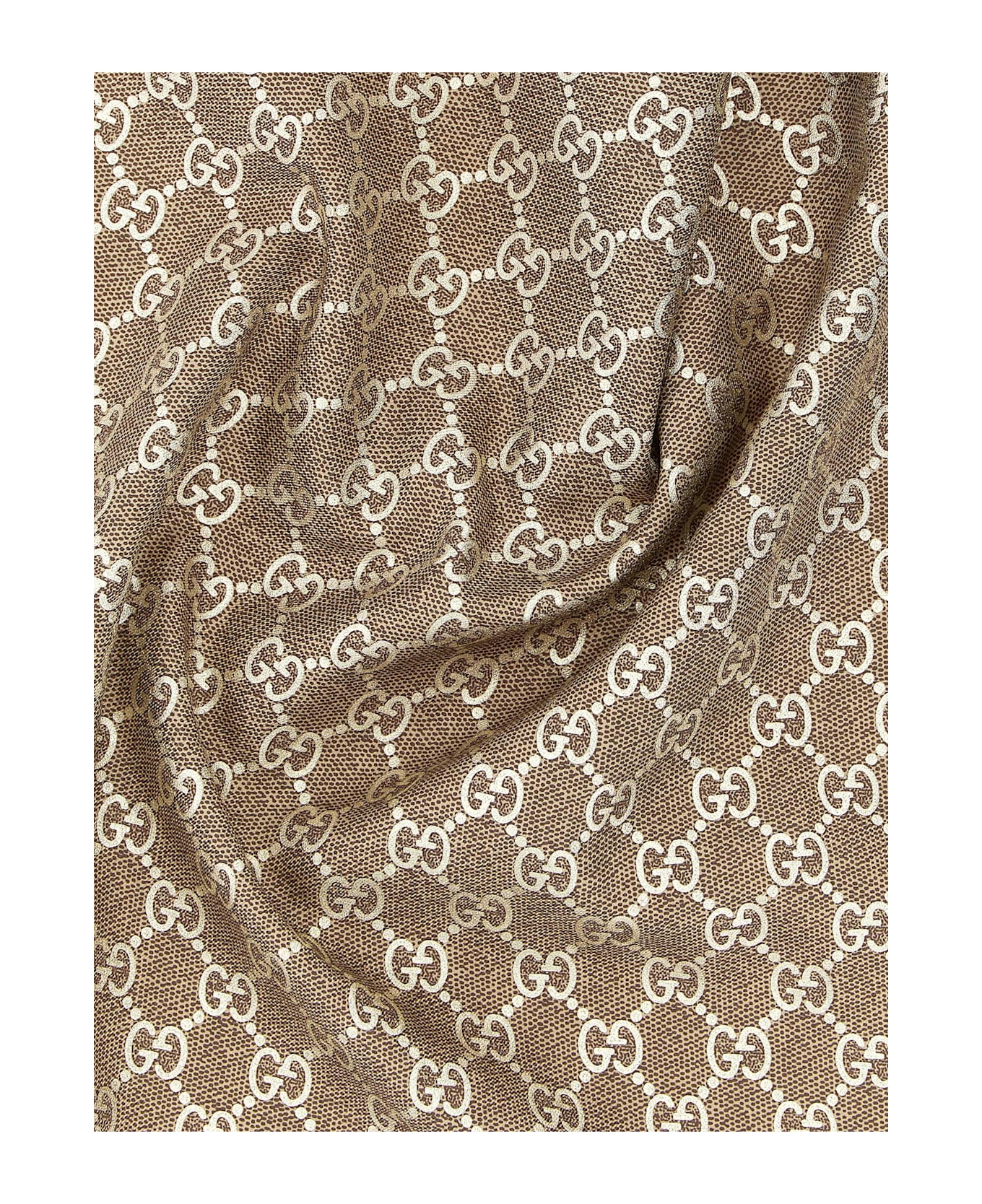 Gucci Gg Lamé Scarf - Brown