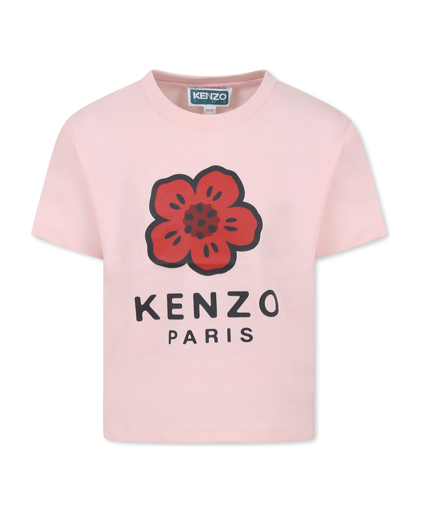 Kenzo Kids Pink T-shirt For Girl Wih Boke Flower - Pink
