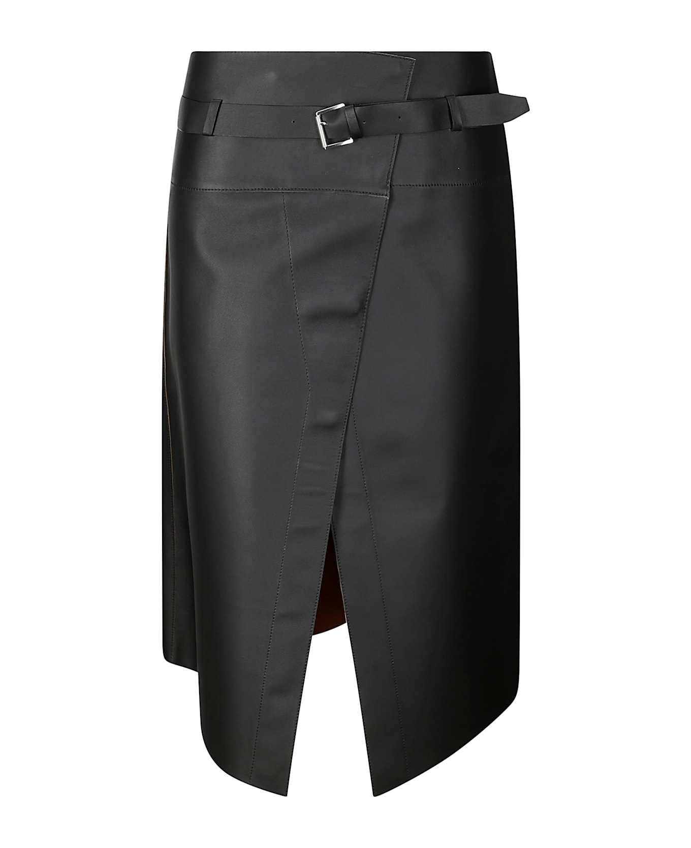 Desa 1972 Leather Reversible Portafoglio Skirt - Black / Cuoio