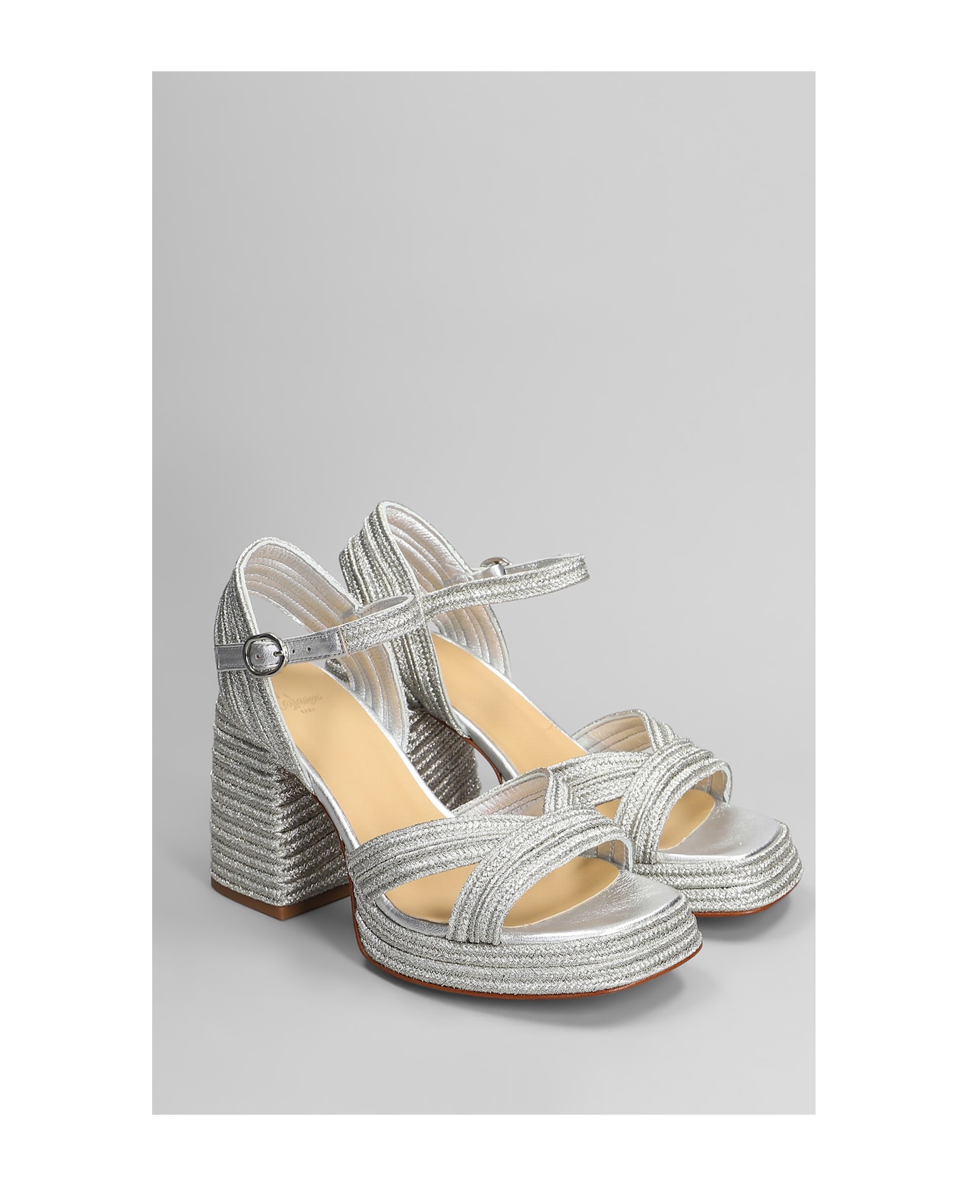 Castañer Valle-142 Sandals In Platinum Fabric - platinum