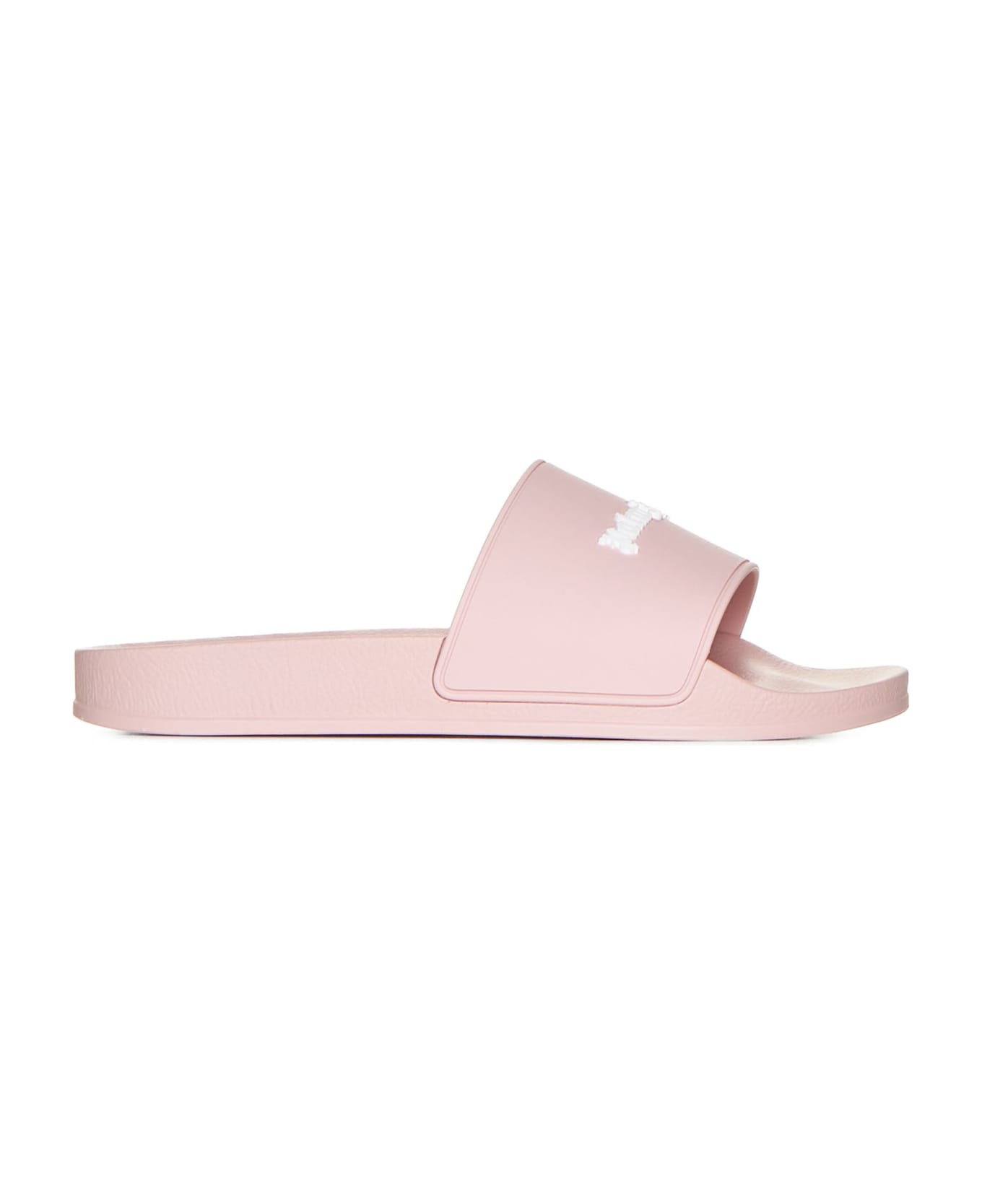 Palm Angels Slide Sandal With Logo - Pink white