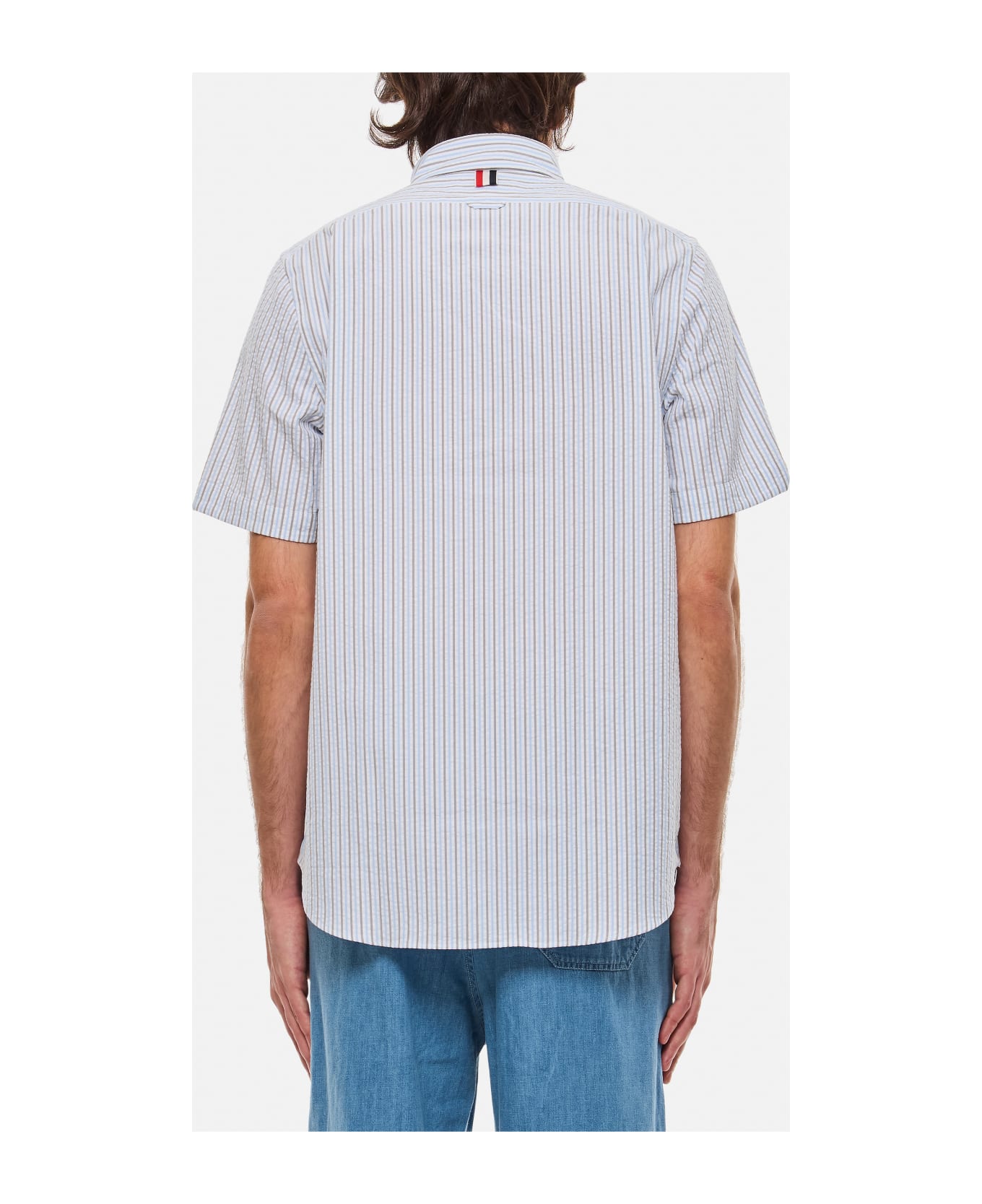 Thom Browne Round Collar Cotton Shirt - Clear Blue