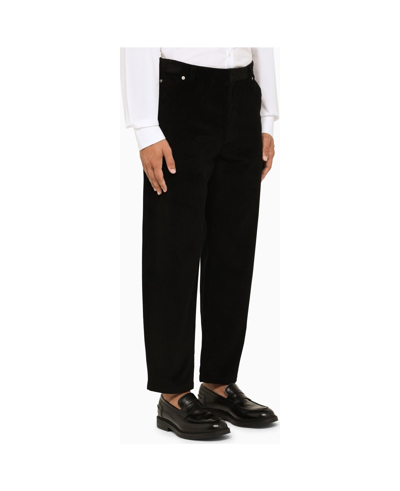 Prada Black Cropped Cotton Trousers - Nero ボトムス