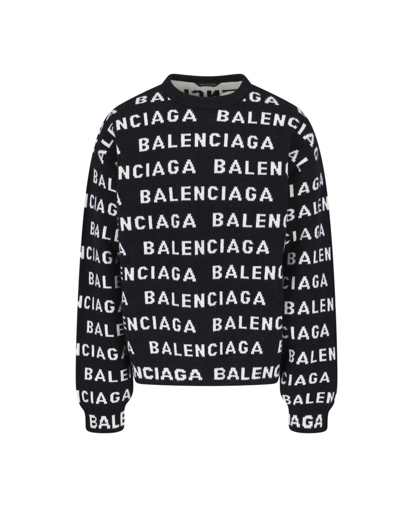 Balenciaga All-over Logo Sweater - Black