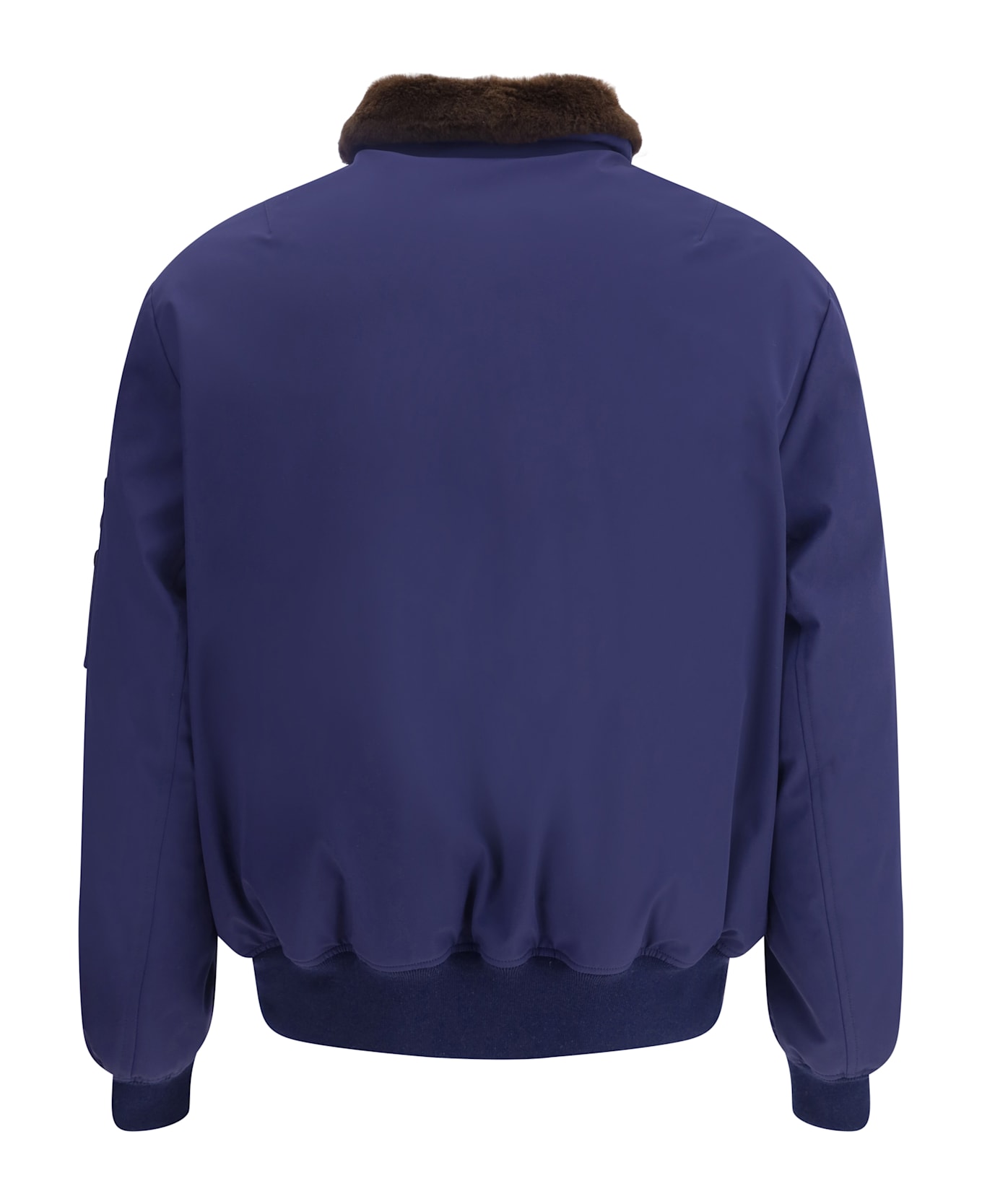 Brunello Cucinelli Nylon Down Jacket With A Shearling Collar
