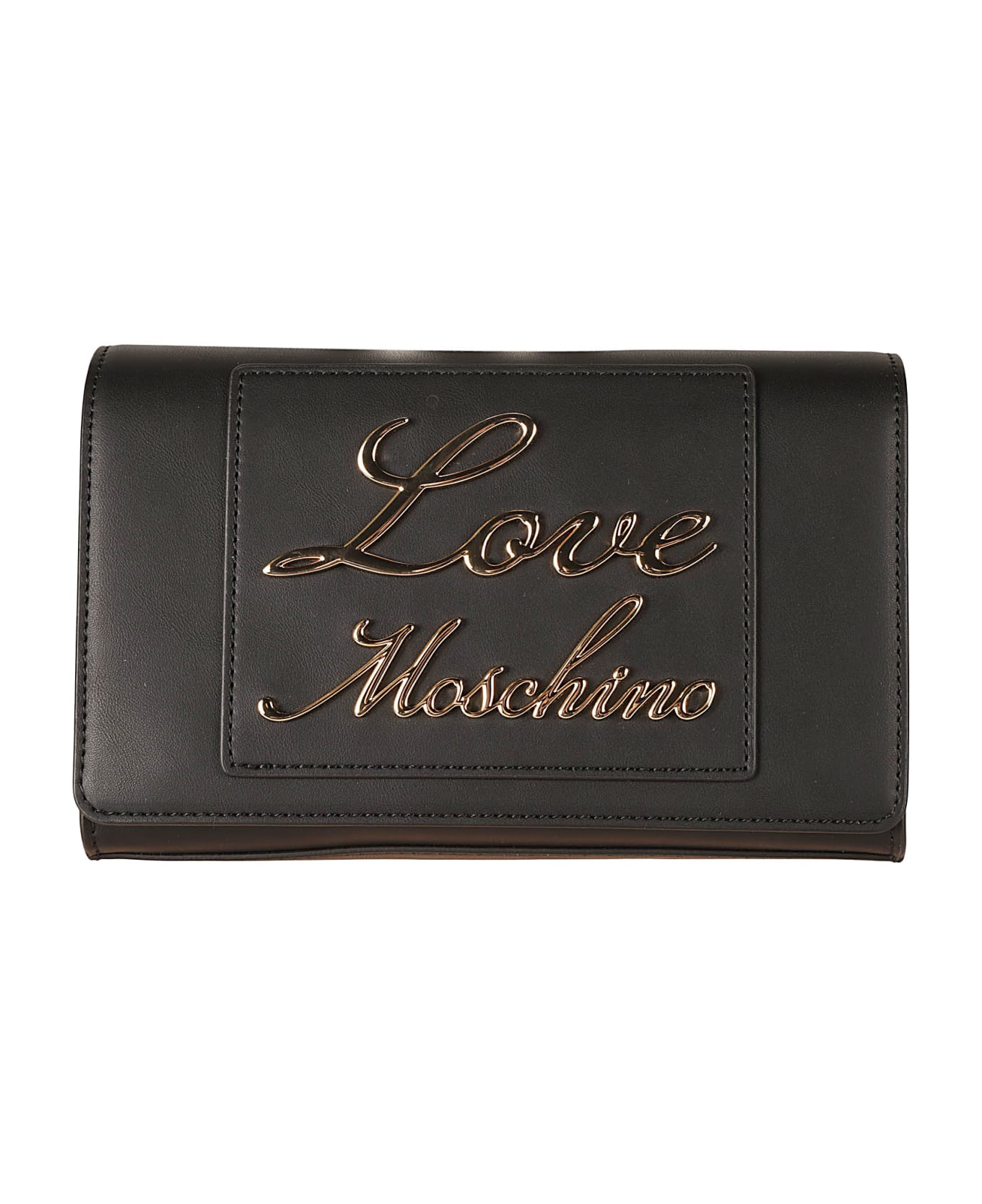 Moschino Signature Logo Embossed Shoulder Bag - Nero