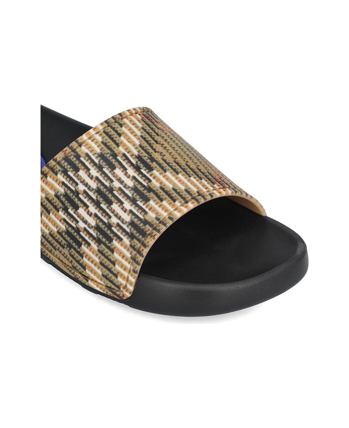 Burberry Check Pattern Slip-on Slides - BROWN/BLACK