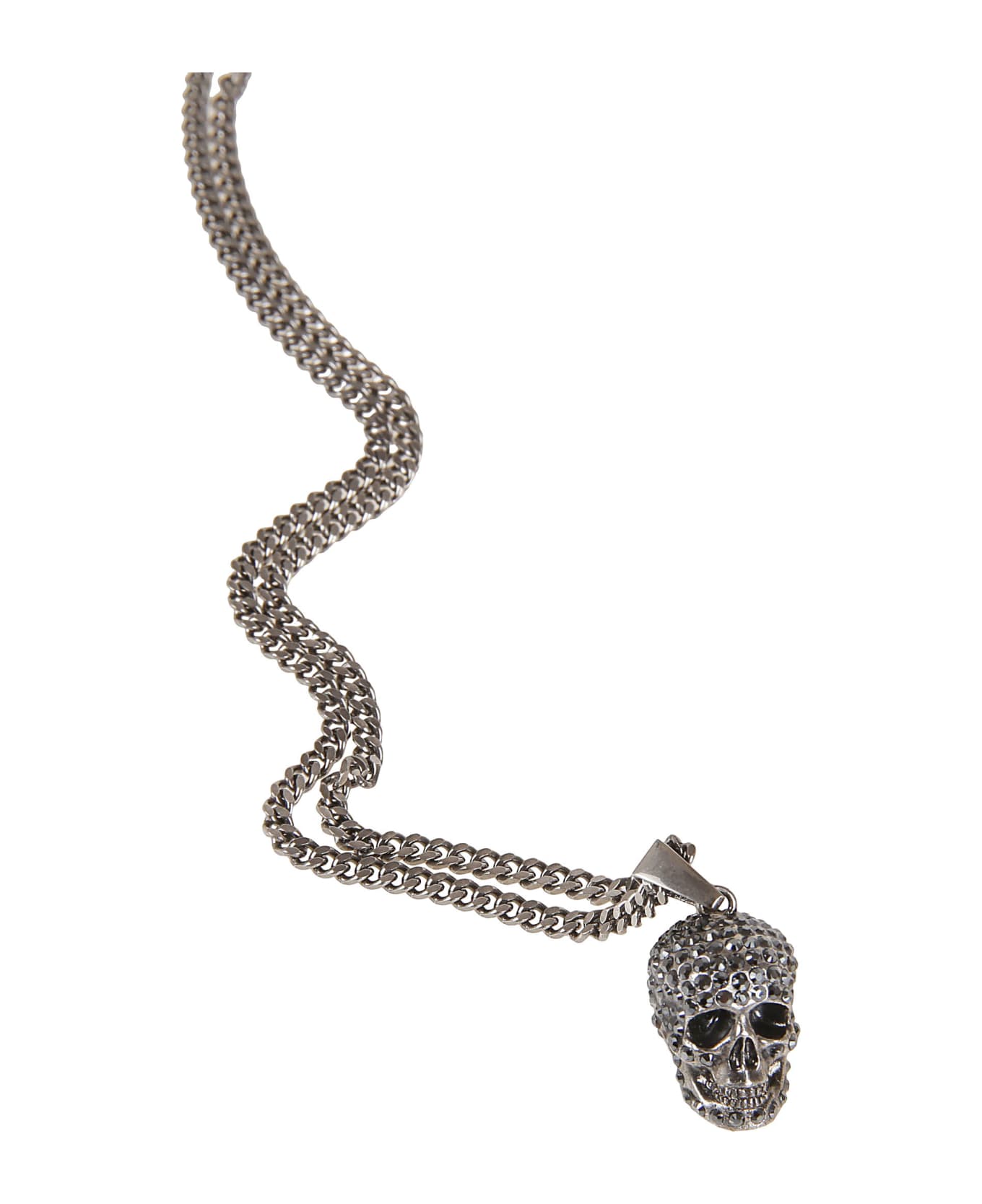 Alexander McQueen Pave` Skull Necklace - Silver