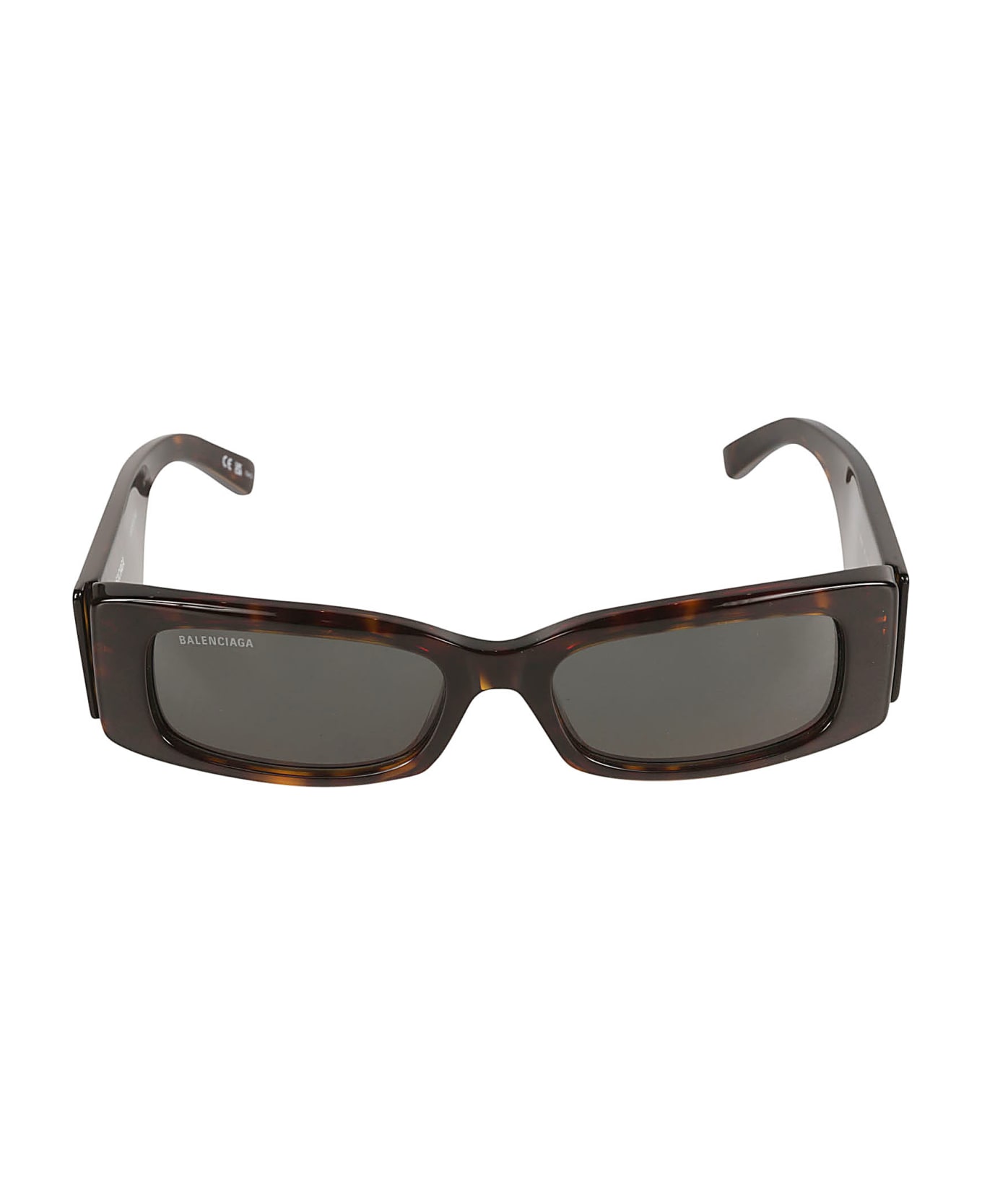 Balenciaga Eyewear Flame Effect Rectangular Sunglasses - Havana/Green