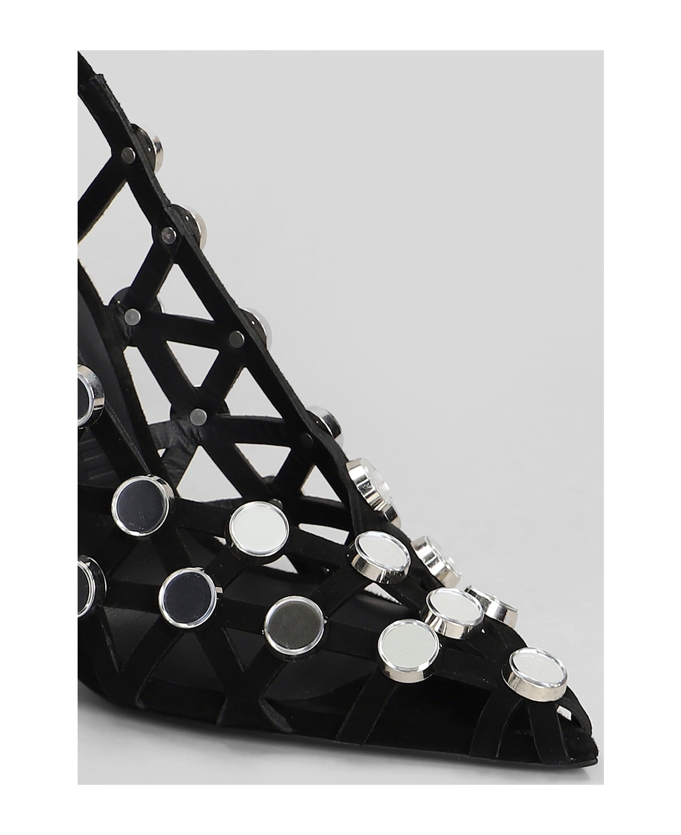 The Attico Grid Pumps In Black Leather - black