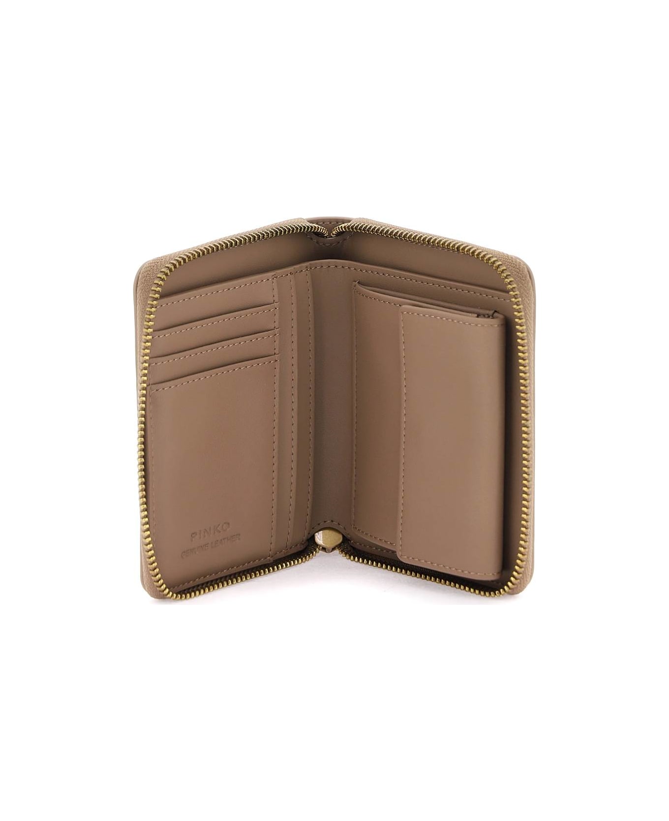 Pinko Leather Zip-around Wallet - BISCOTTO ZENZERO ANTIQUE GOLD (Beige) 財布