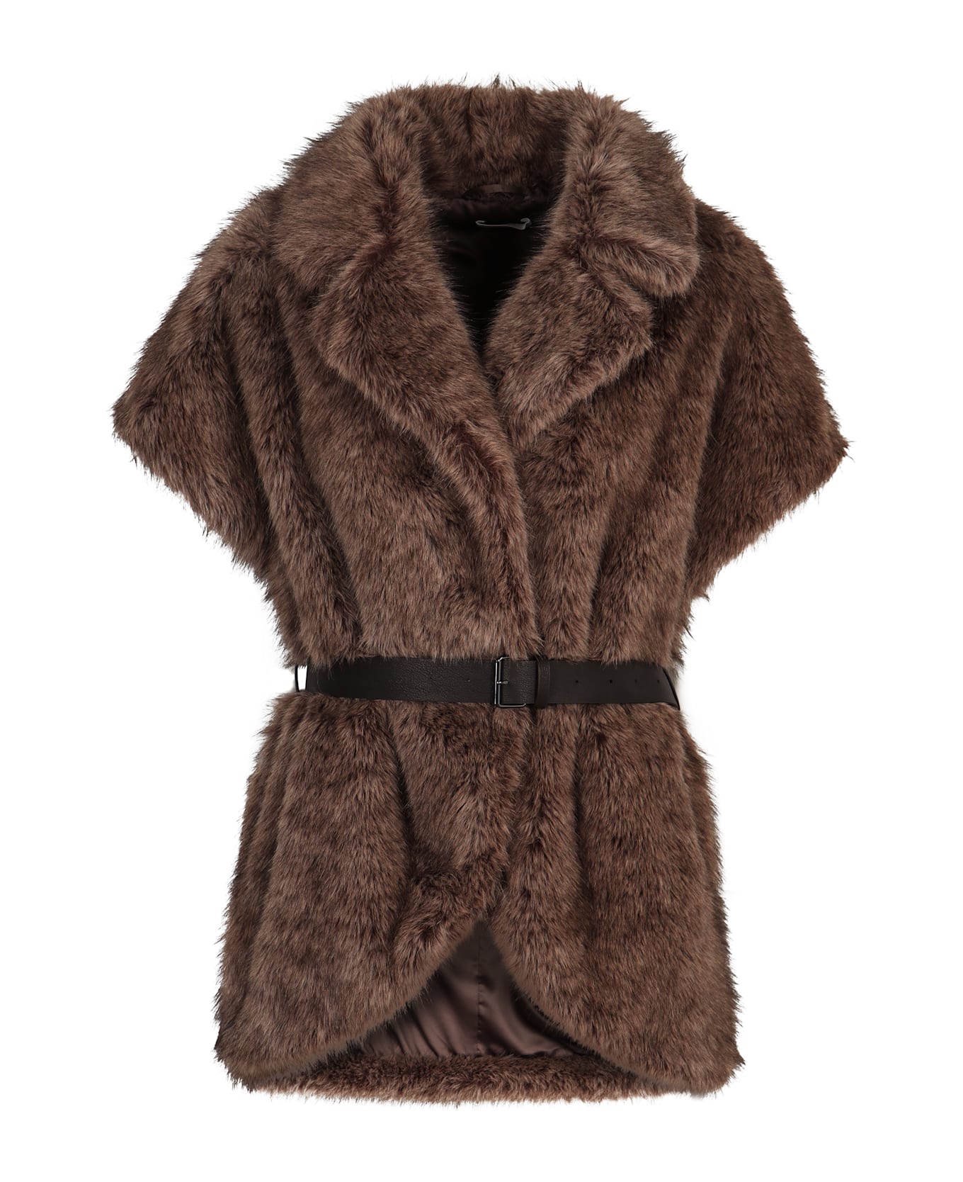 Parosh Eco-fur Vest - brown