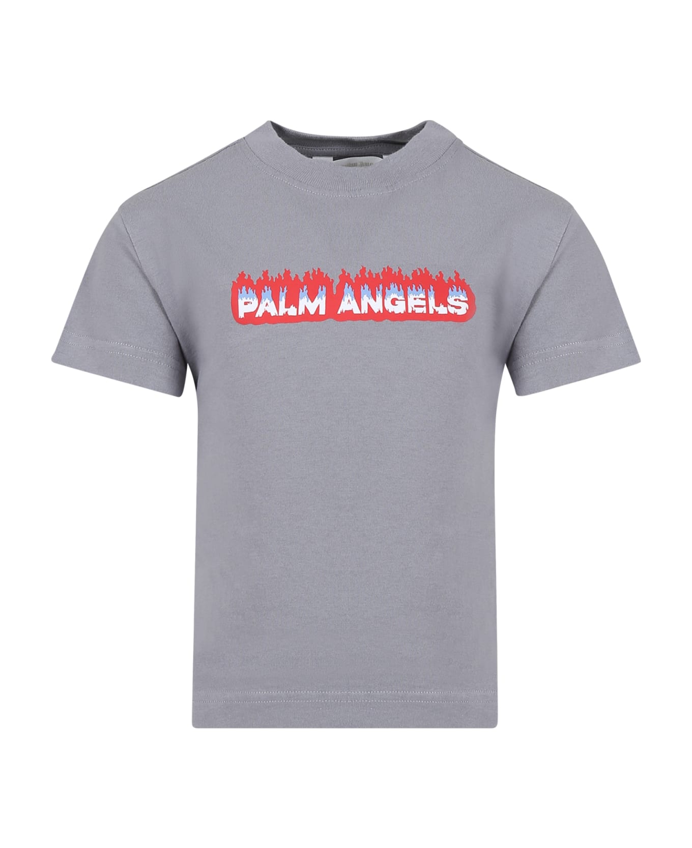 Palm Angels Grey T-shirt For Boy With Logo - Grey Tシャツ＆ポロシャツ