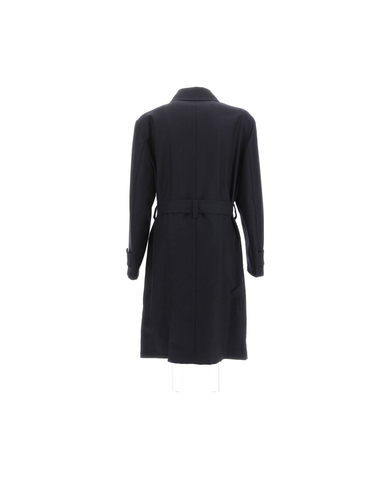 Barena Single-breasted Long Sleeved Tied-waist Trench Coat - Navy