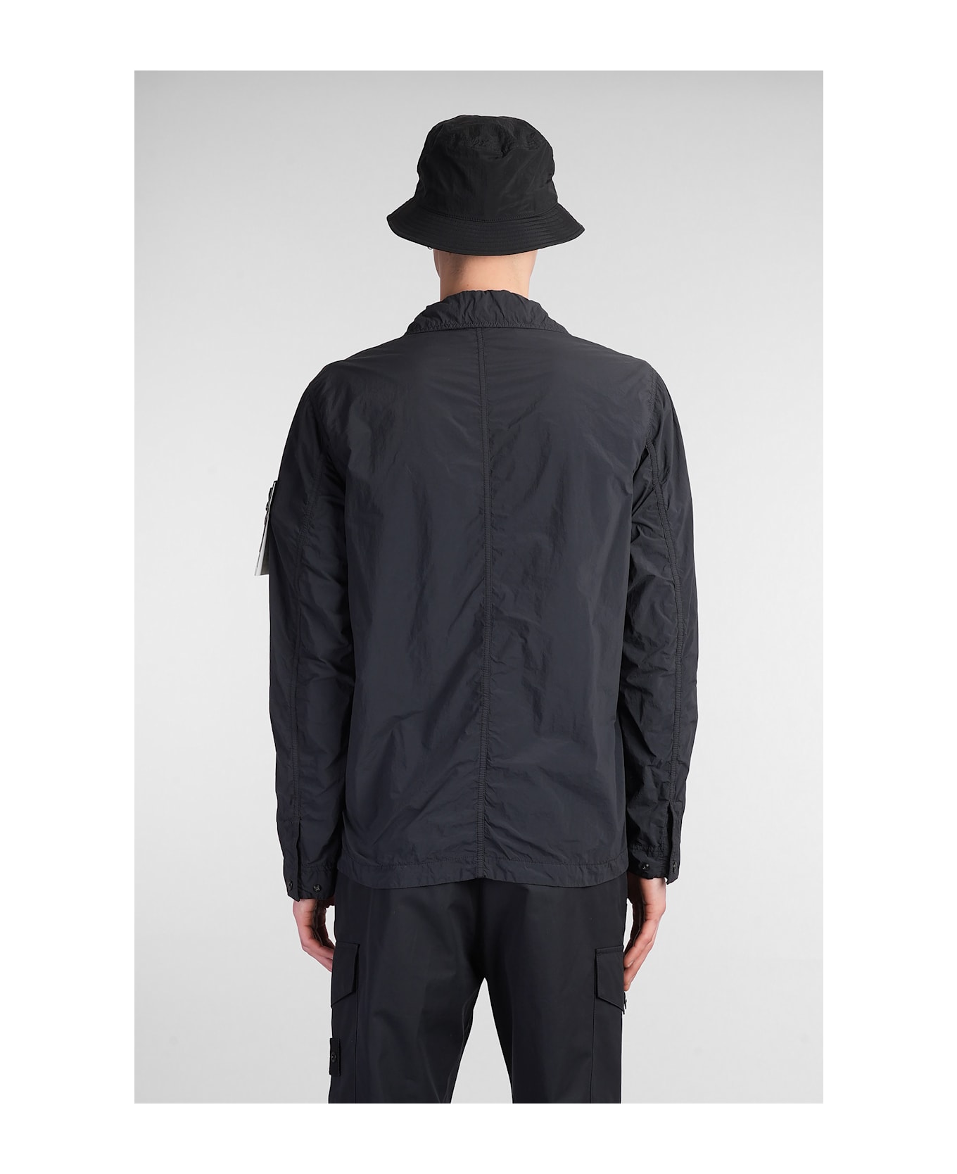 Stone Island Casual Jacket In Black Polyamide - black