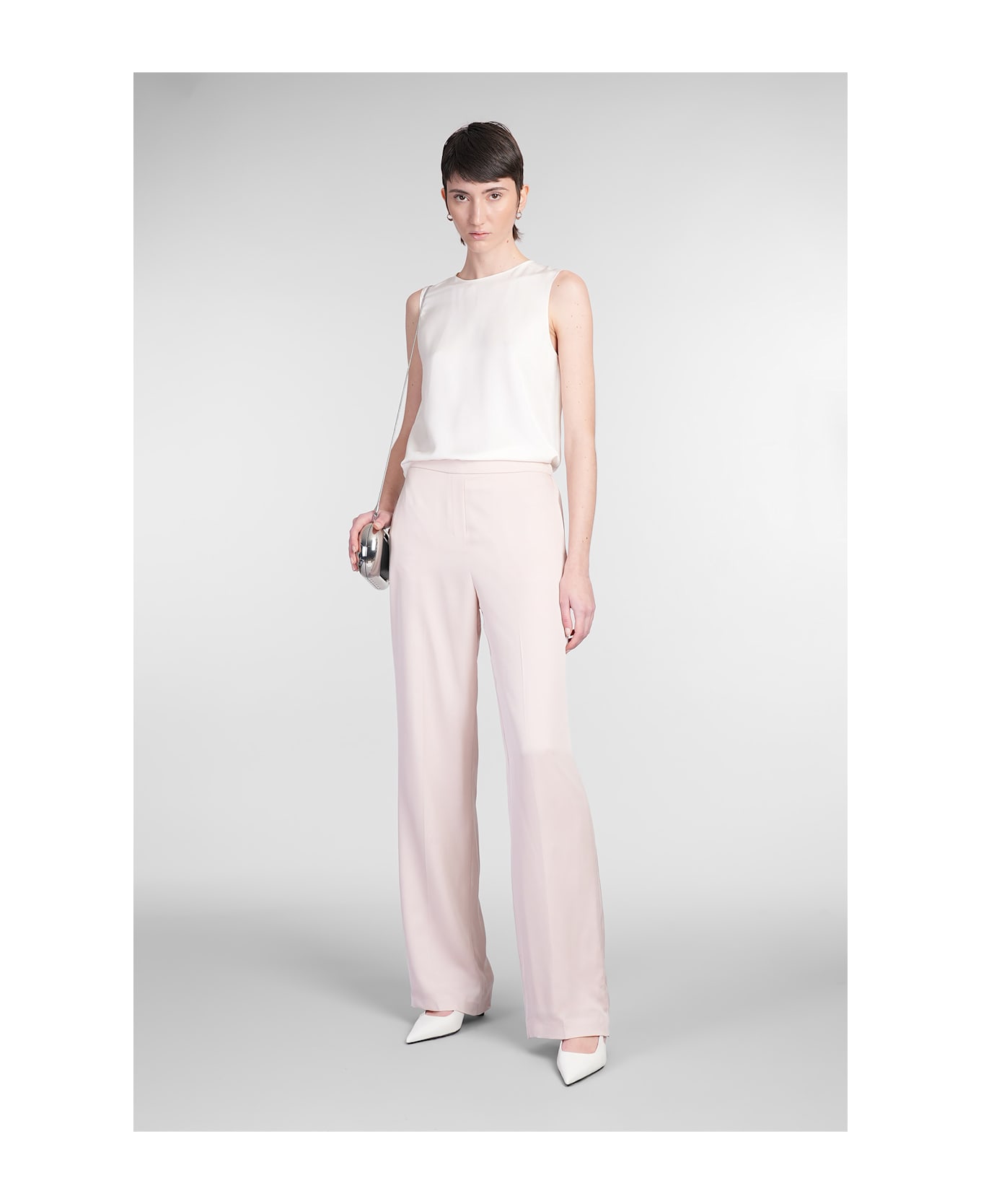 Theory Pants In Rose-pink Silk - rose-pink