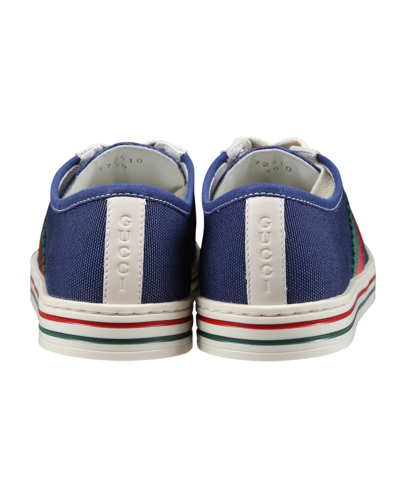 Gucci Blue Canvas Trainer For Kids With Green And Red Web - Blue