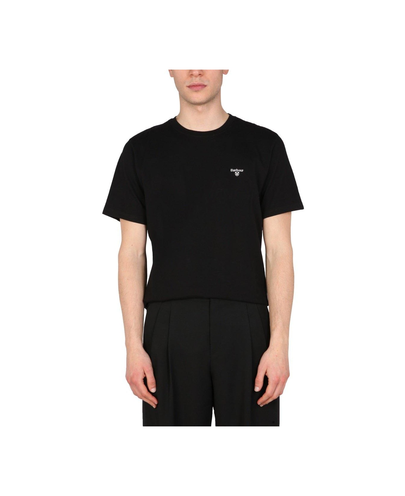 Barbour Logo Embroidered T-shirt - Black