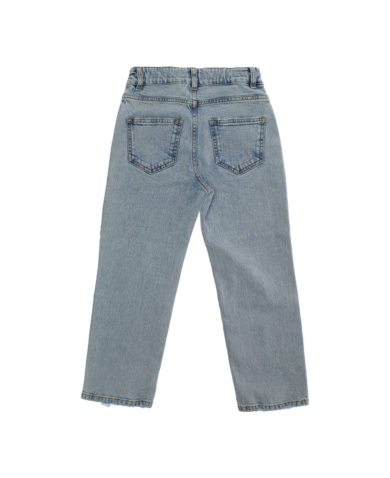 Golden Goose Light Blue Jeans With Logo Embroidery On The Front And Faded Effect In Denim Boy - Light blue