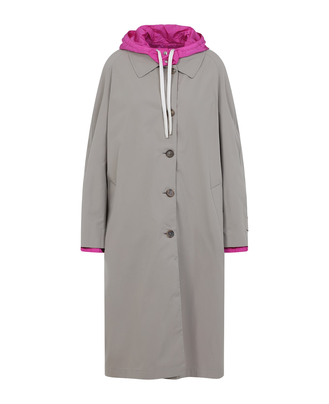 Miu Miu Cappuccino Cotton Blend Reversible Overcoat - ARGILLAAZALEAVIOLA