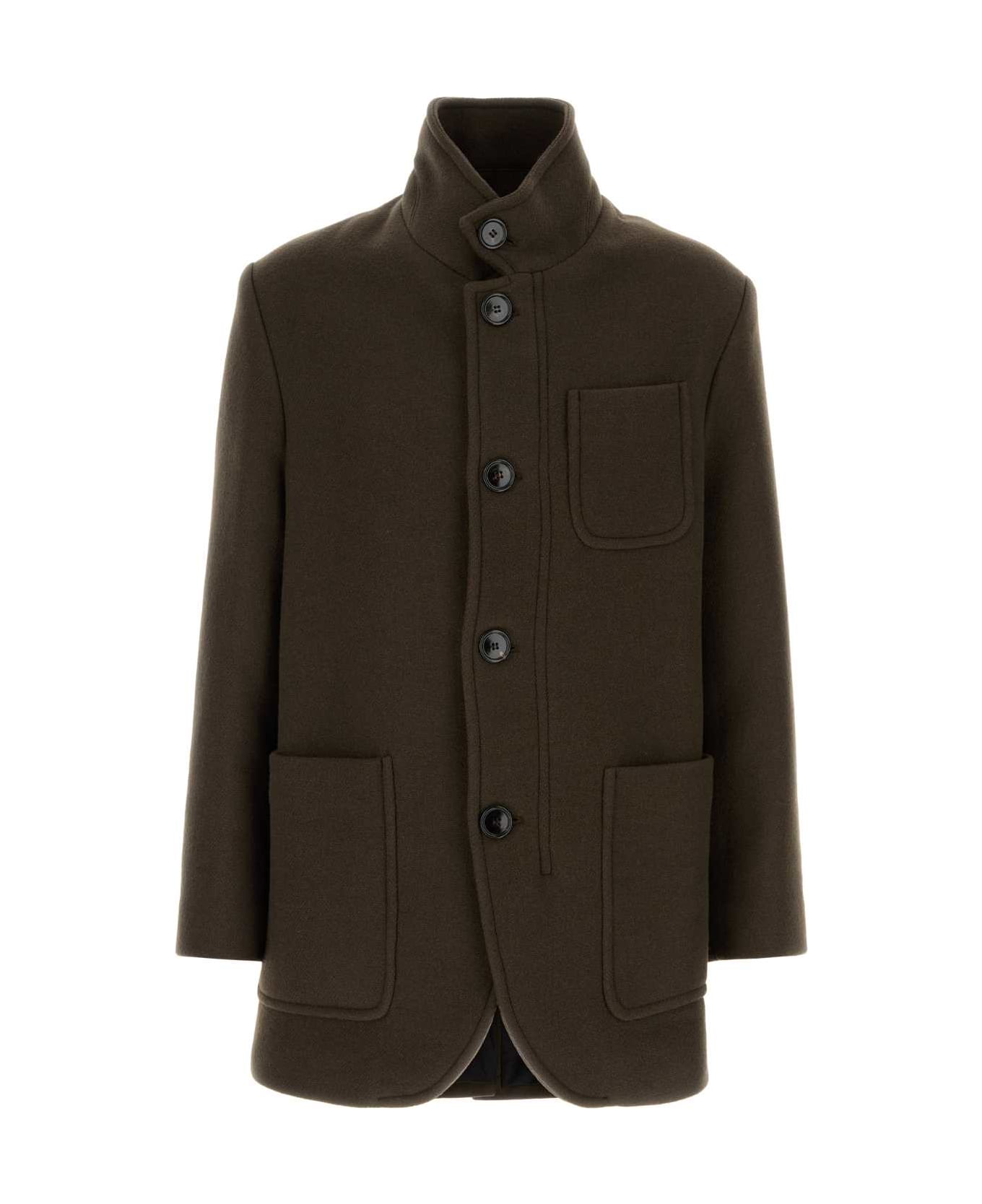 Ami Alexandre Mattiussi Brown Wool Coat | italist