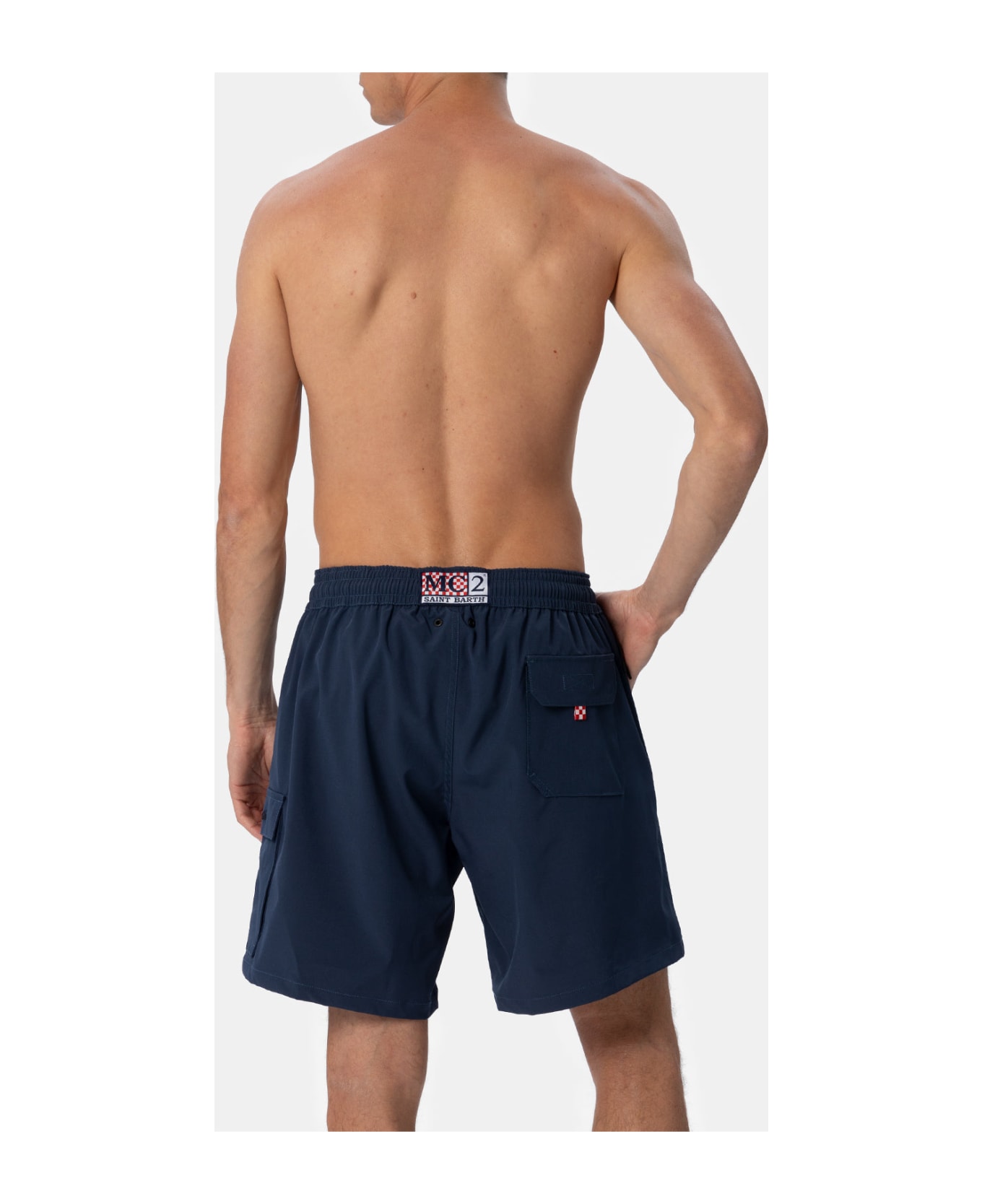 MC2 Saint Barth Blue Classic Stretch Comfort Travel Swim Shorts - BLUE