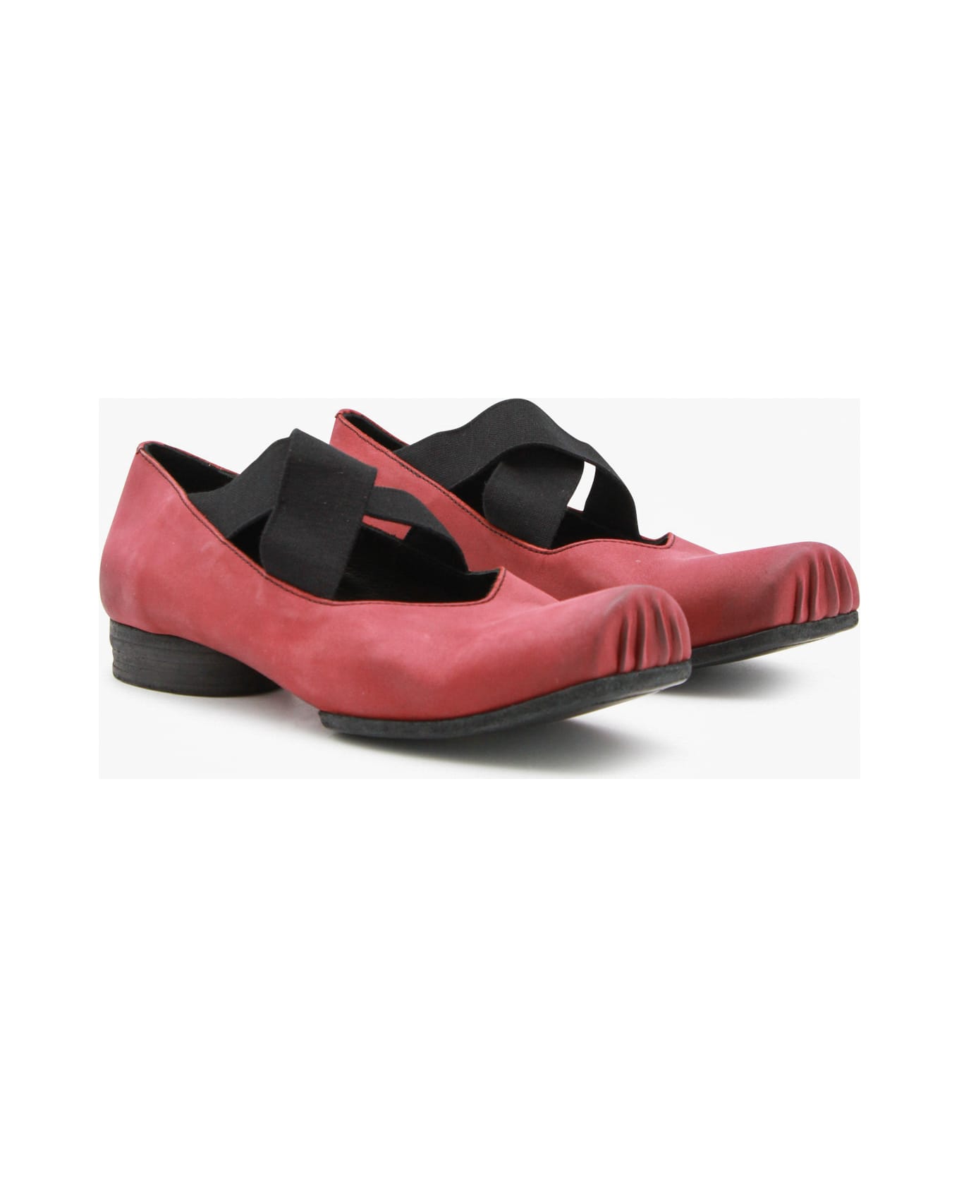 Uma Wang Red And Black Leather Ballet Flats - Red