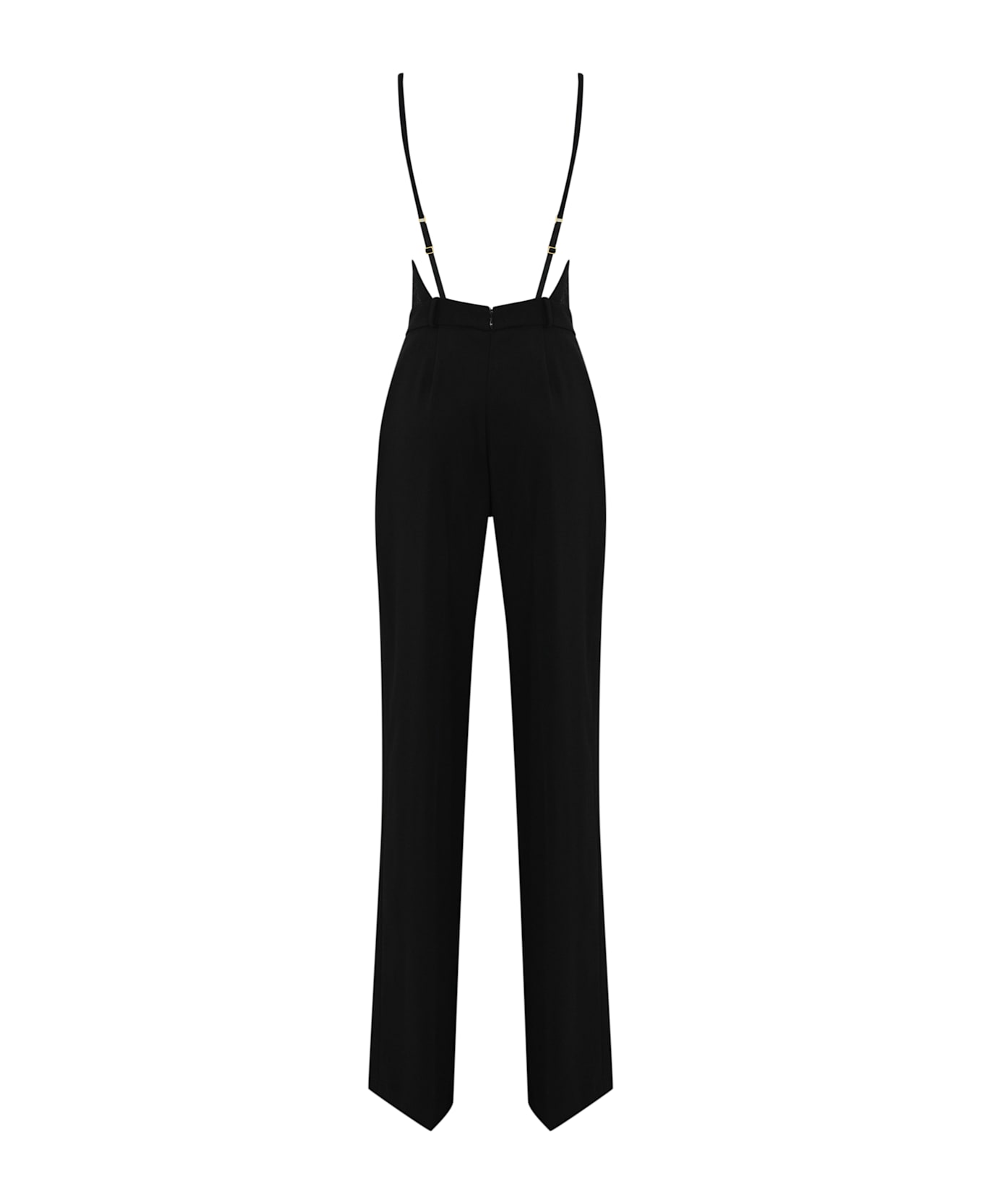 Elisabetta Franchi Lightweight Crepe Jumpsuit With Floral Embroidery - Black
