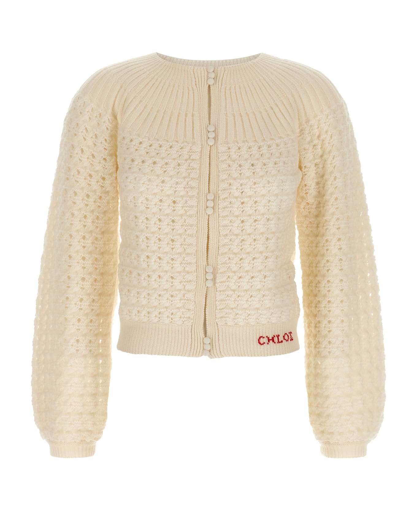 Chloé Jacquard Logo Cardigan - White