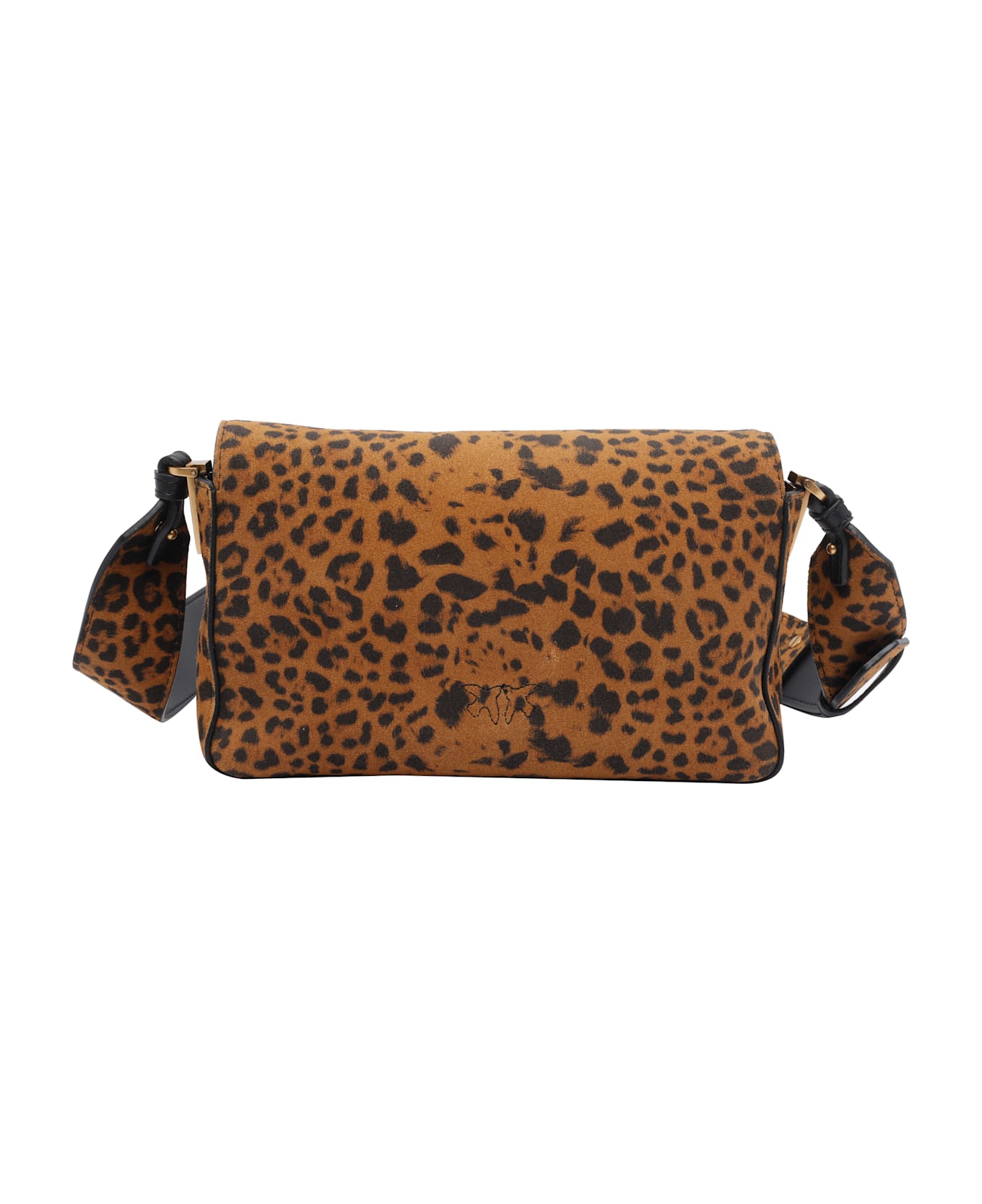 Pinko Mini Leopard Suede Slouchy Bag - Brown