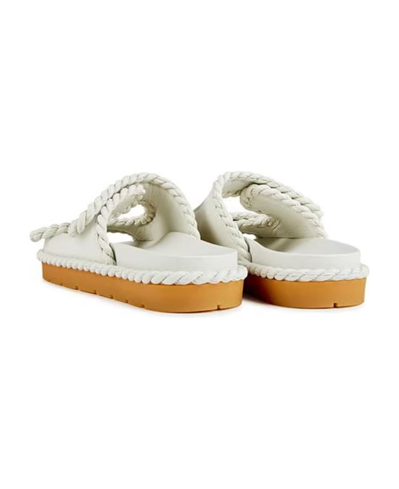 Bottega Veneta Jack Flat Mule Sandals - White