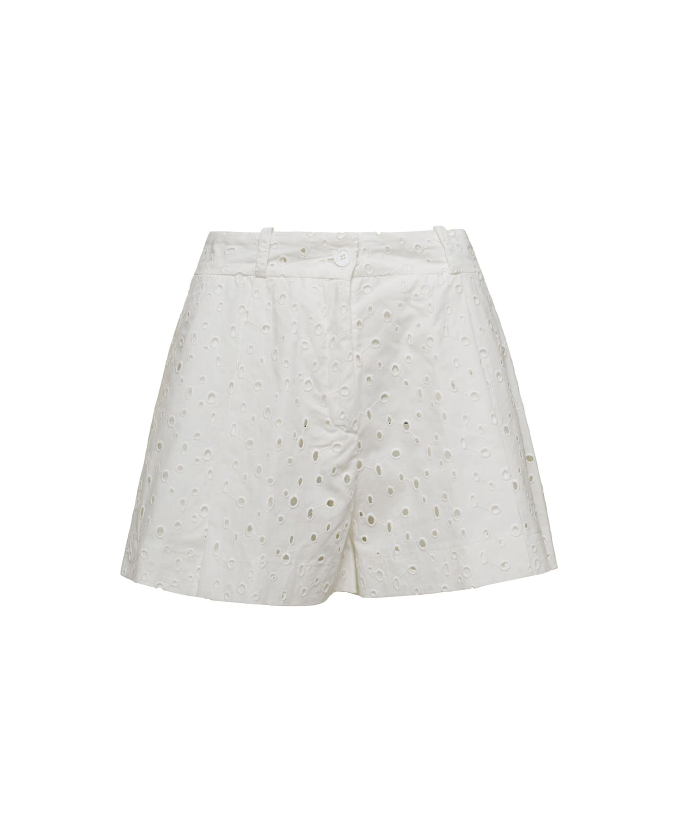 SEMICOUTURE White Broderie Anglaise Shorts In Cotton Blend Woman - White