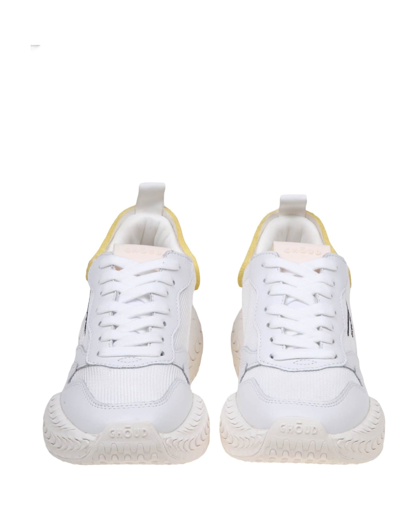 GHOUD Tyre Low Sneakers In Leather And Fabric - MESH/LEAT WHITE