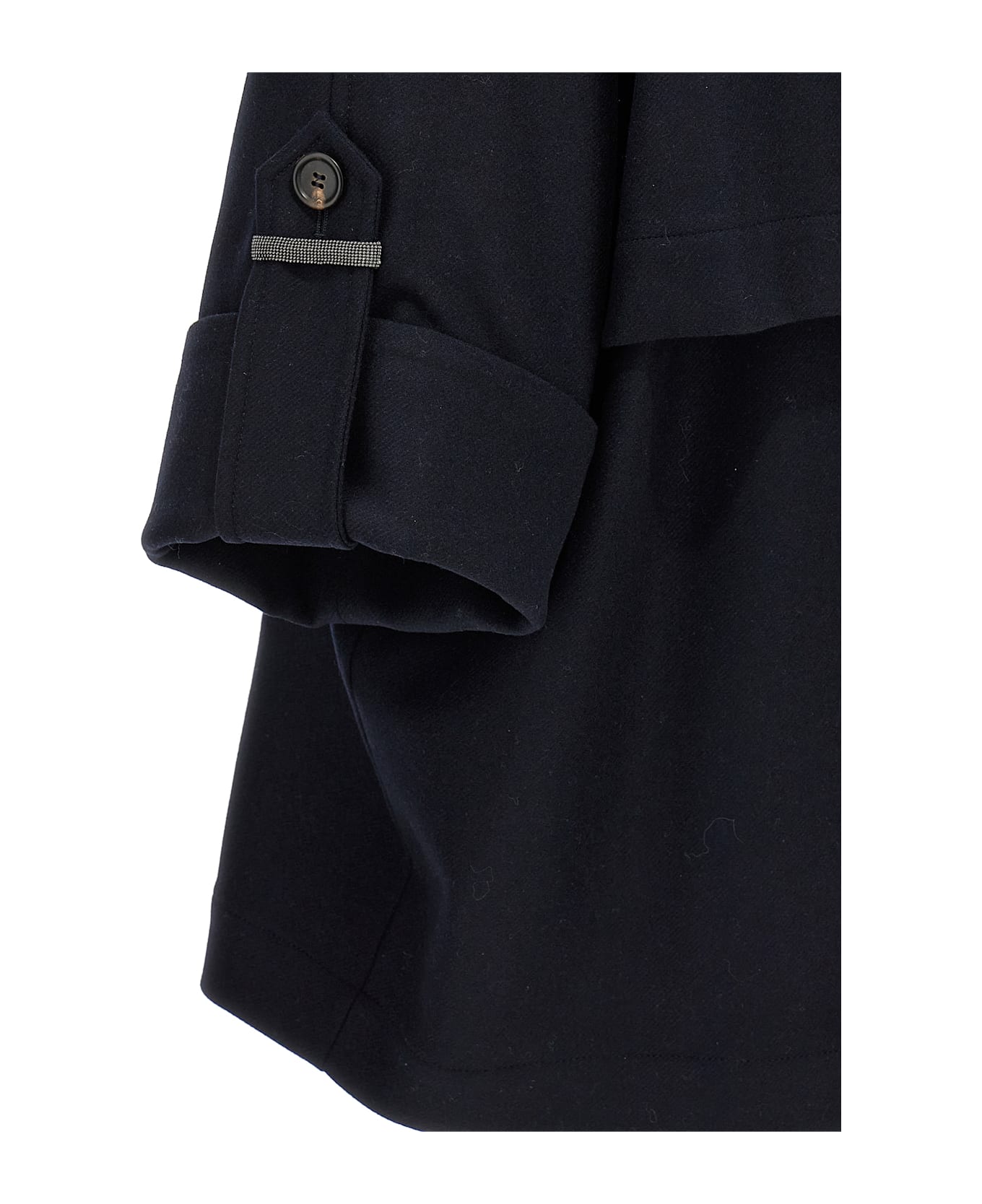 Brunello Cucinelli 
shiny Cuff Details
 Caban Coat - Blue