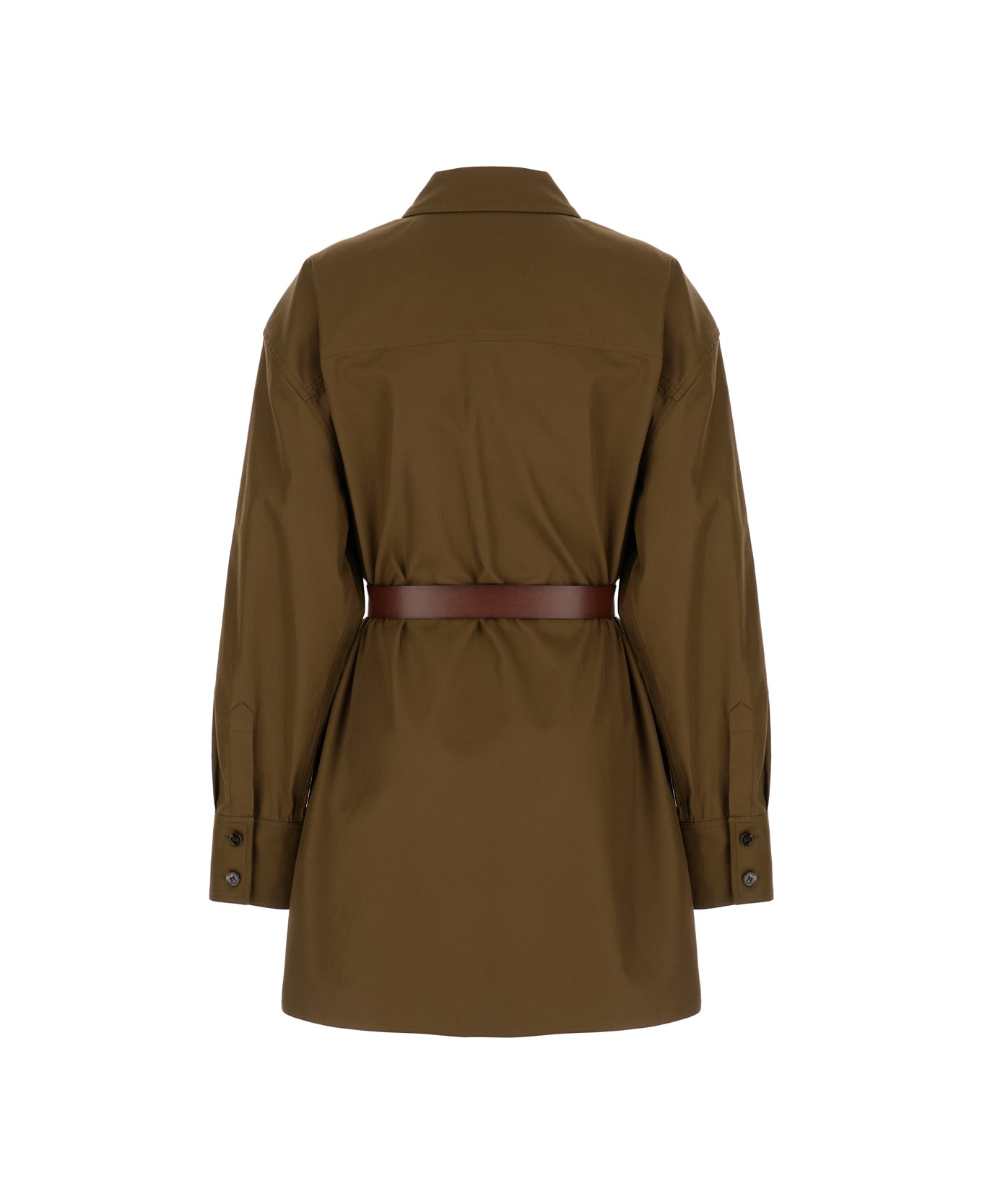 Saint Laurent Green Safari Jacket With Belt In Cotton Woman - Green