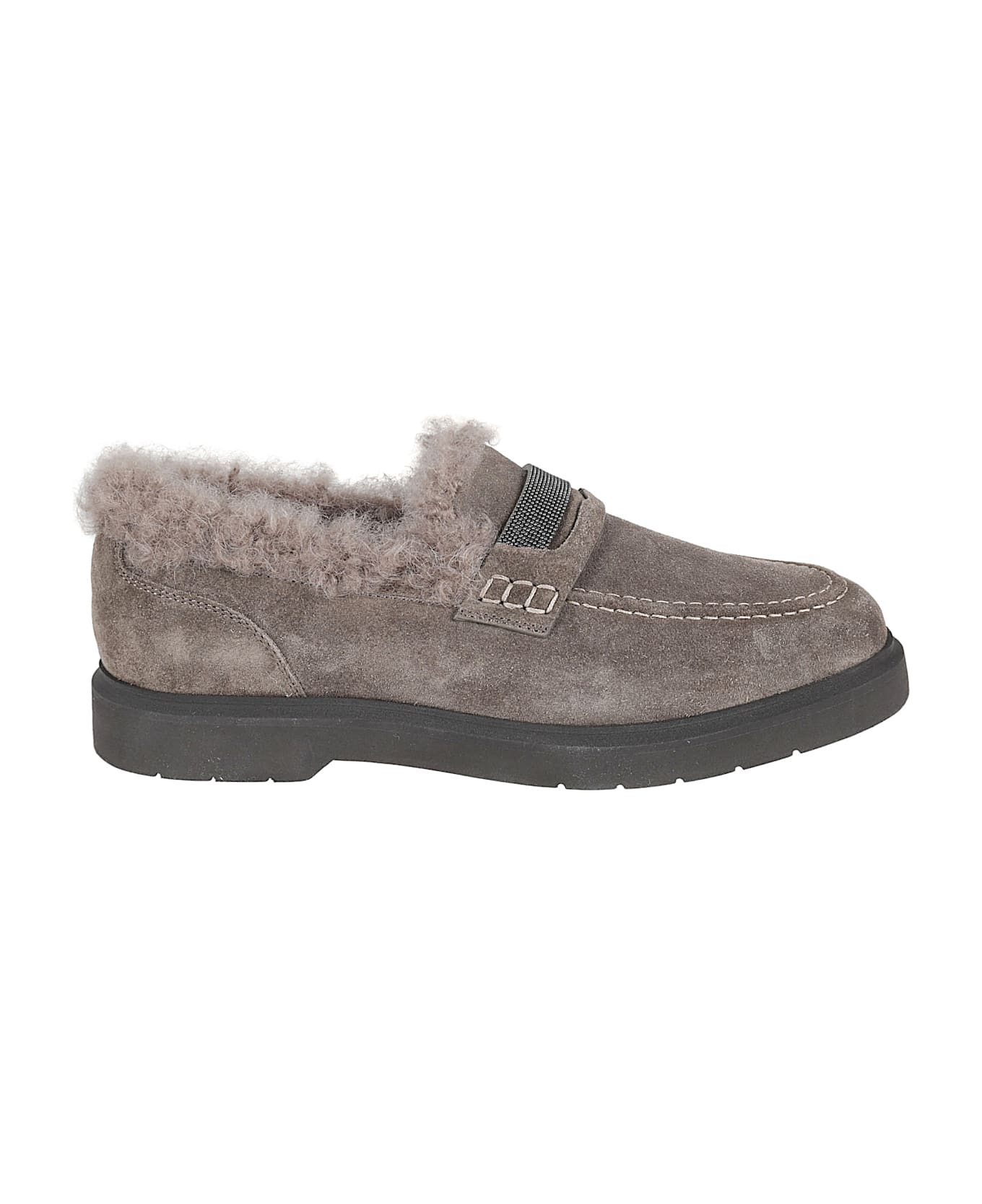 Brunello Cucinelli Fur Detailed Loafers - Torba