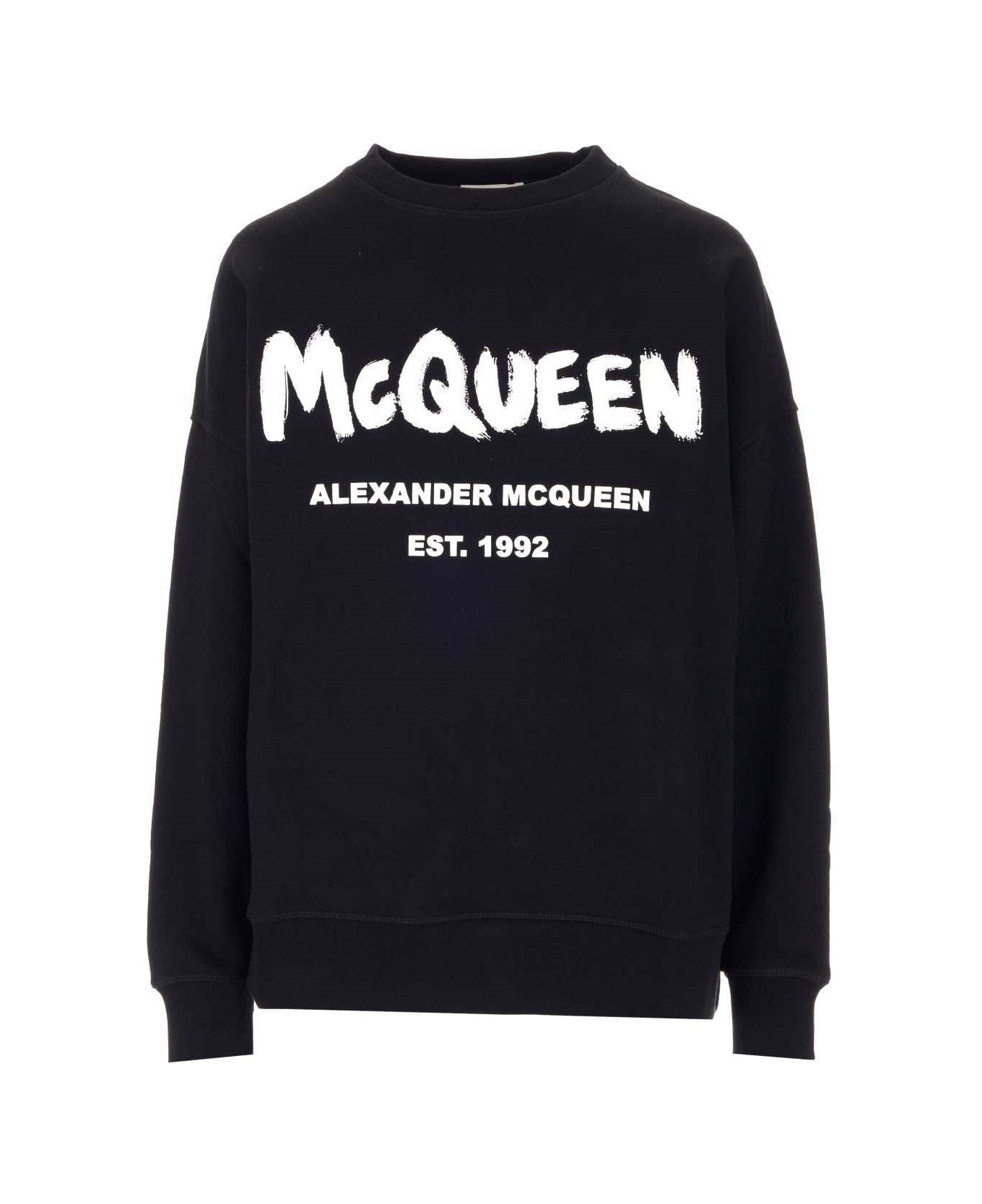 Alexander McQueen Graffiti Printed Sweatshirt - black フリース