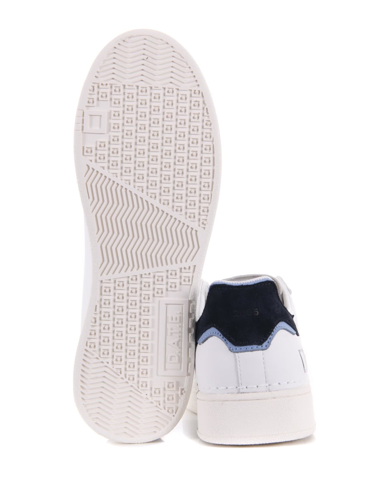 D.A.T.E. Men's Sneakers "base Calf" In Leather - Bianco/blu