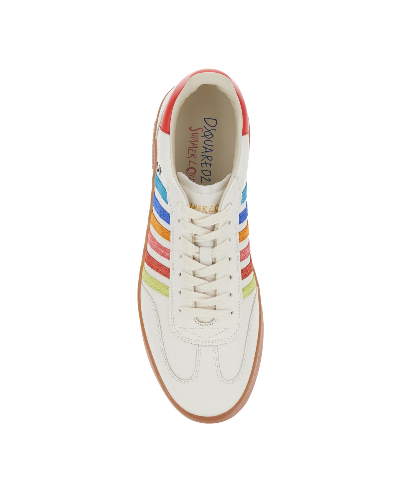 Dsquared2 Beige Low Top Sneaker With Logo On The Tongue And Contrast Heel Tab With Logo In Leather Man - Beige