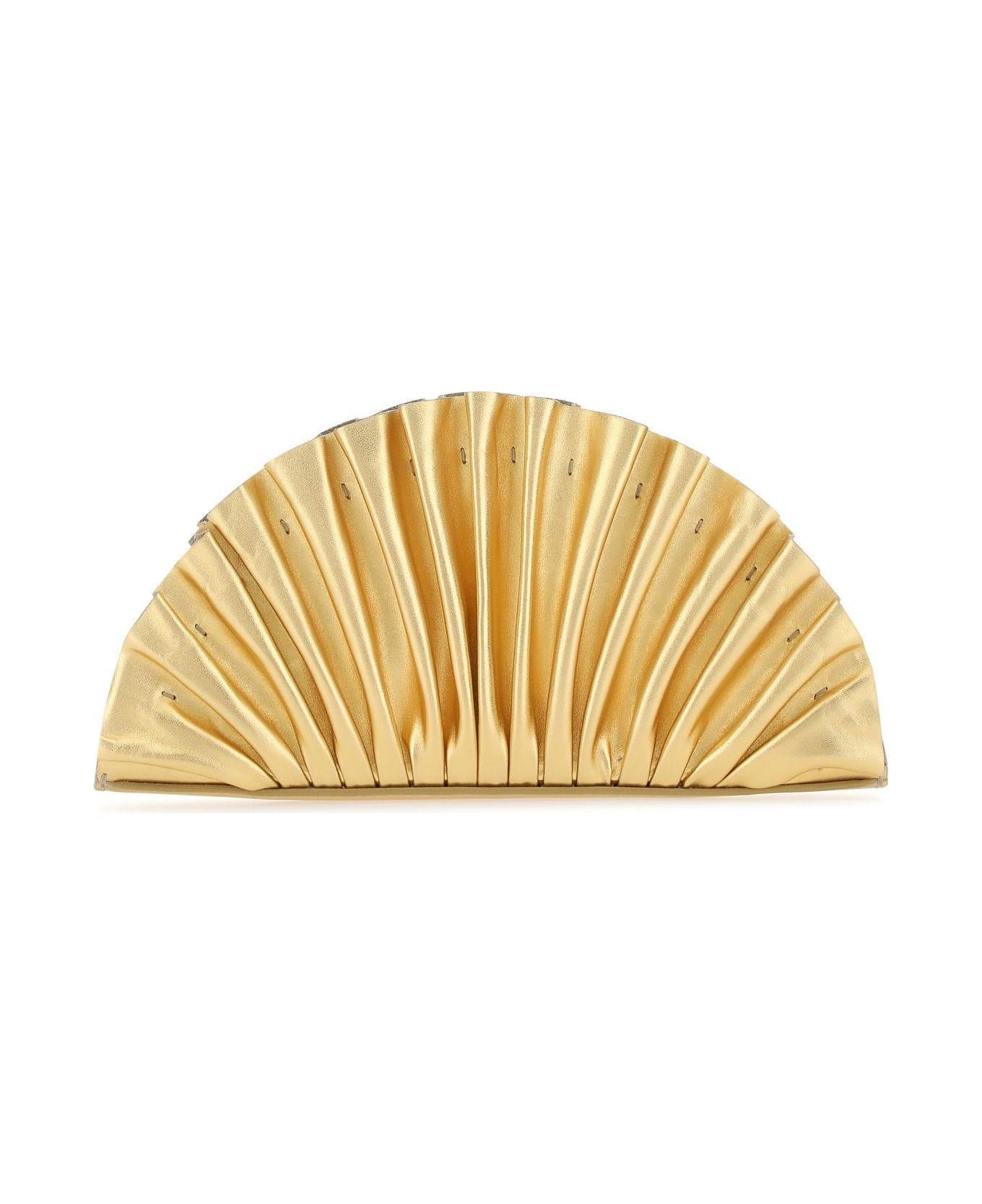 Cult Gaia Gold Leather Mini Nala Clutch - Oro