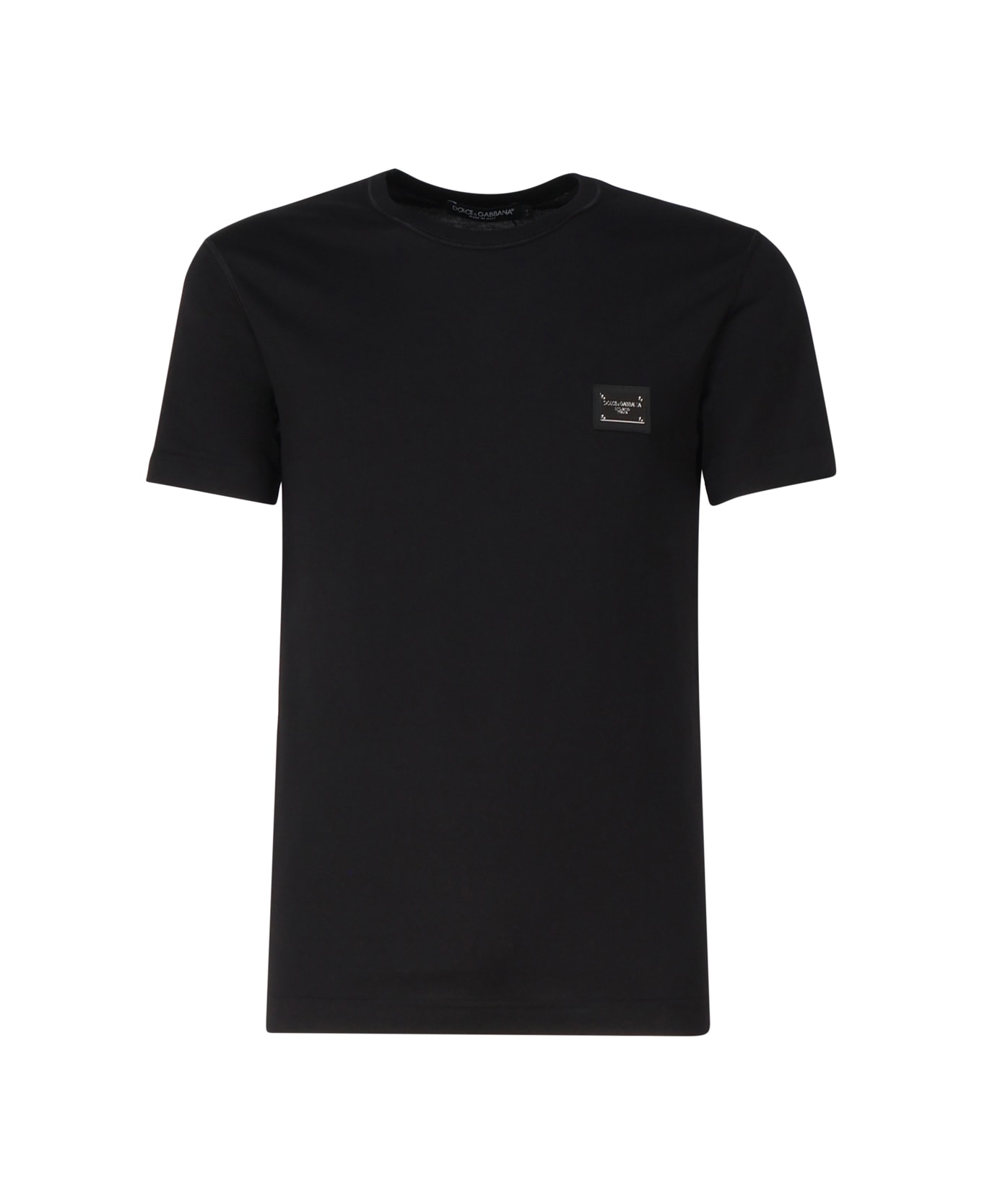 Dolce 
Gabbana Cotton T-shirt With Logo Plaque - Black