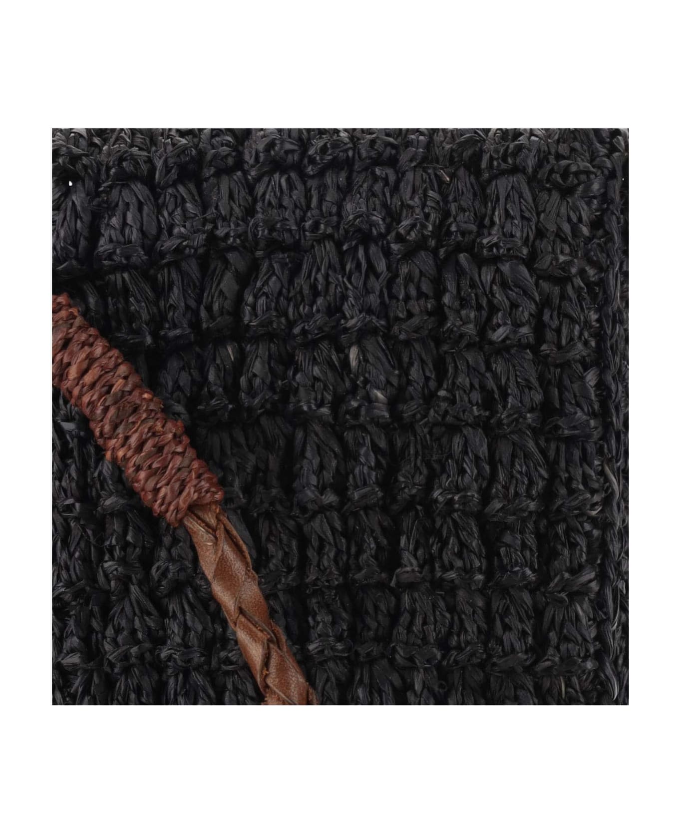 Ibeliv Raffia Bag With Leather Details - Black