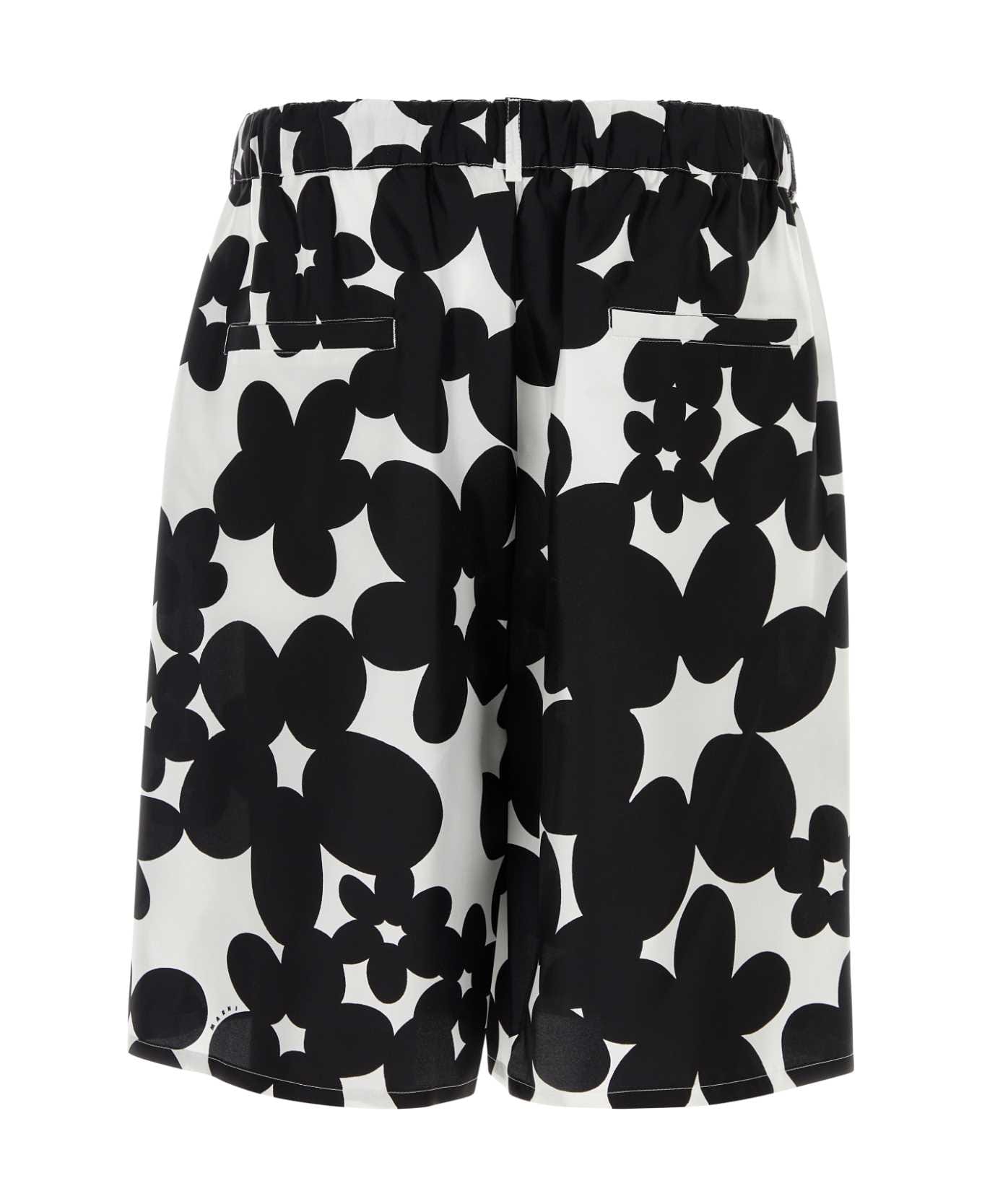 Marni Printed Silk Bermuda Shorts - BLACK