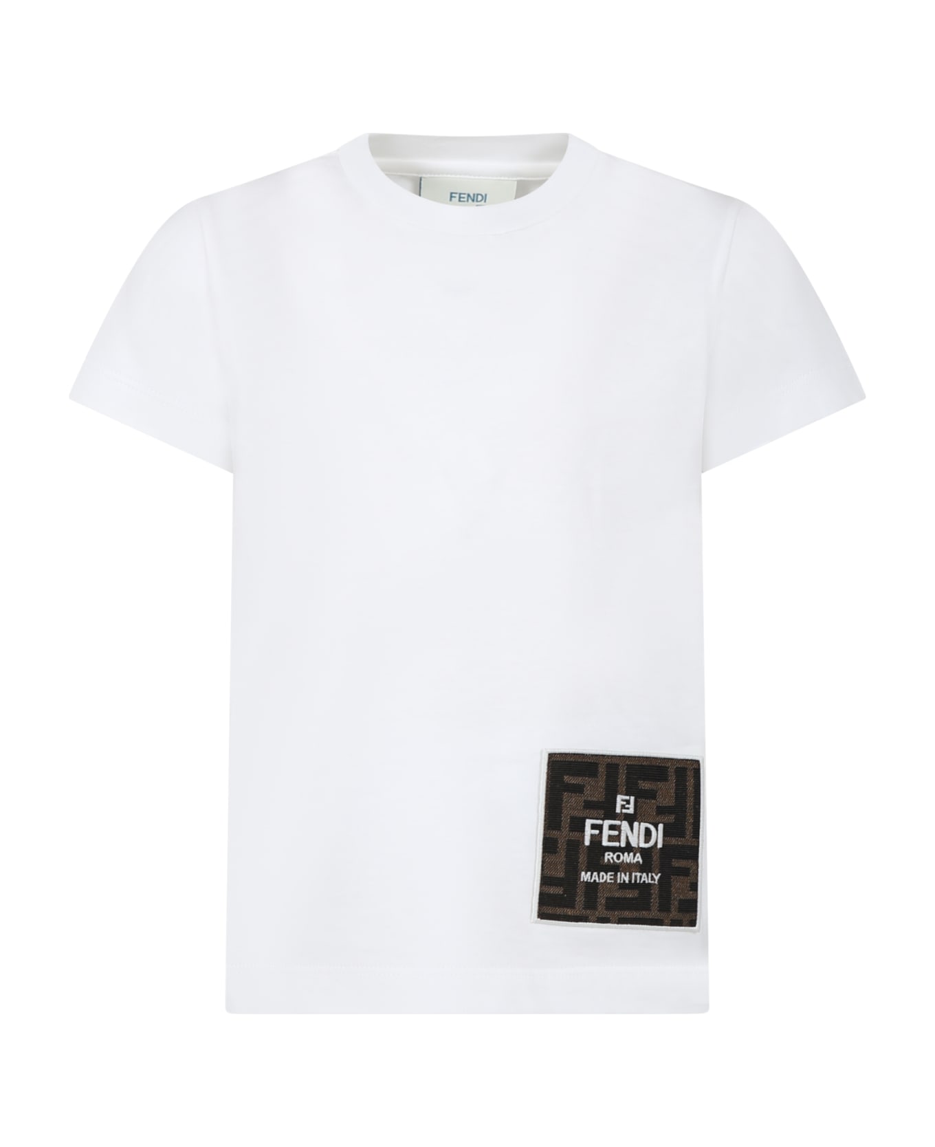 Fendi White T-shirt For Boy With Logo - White