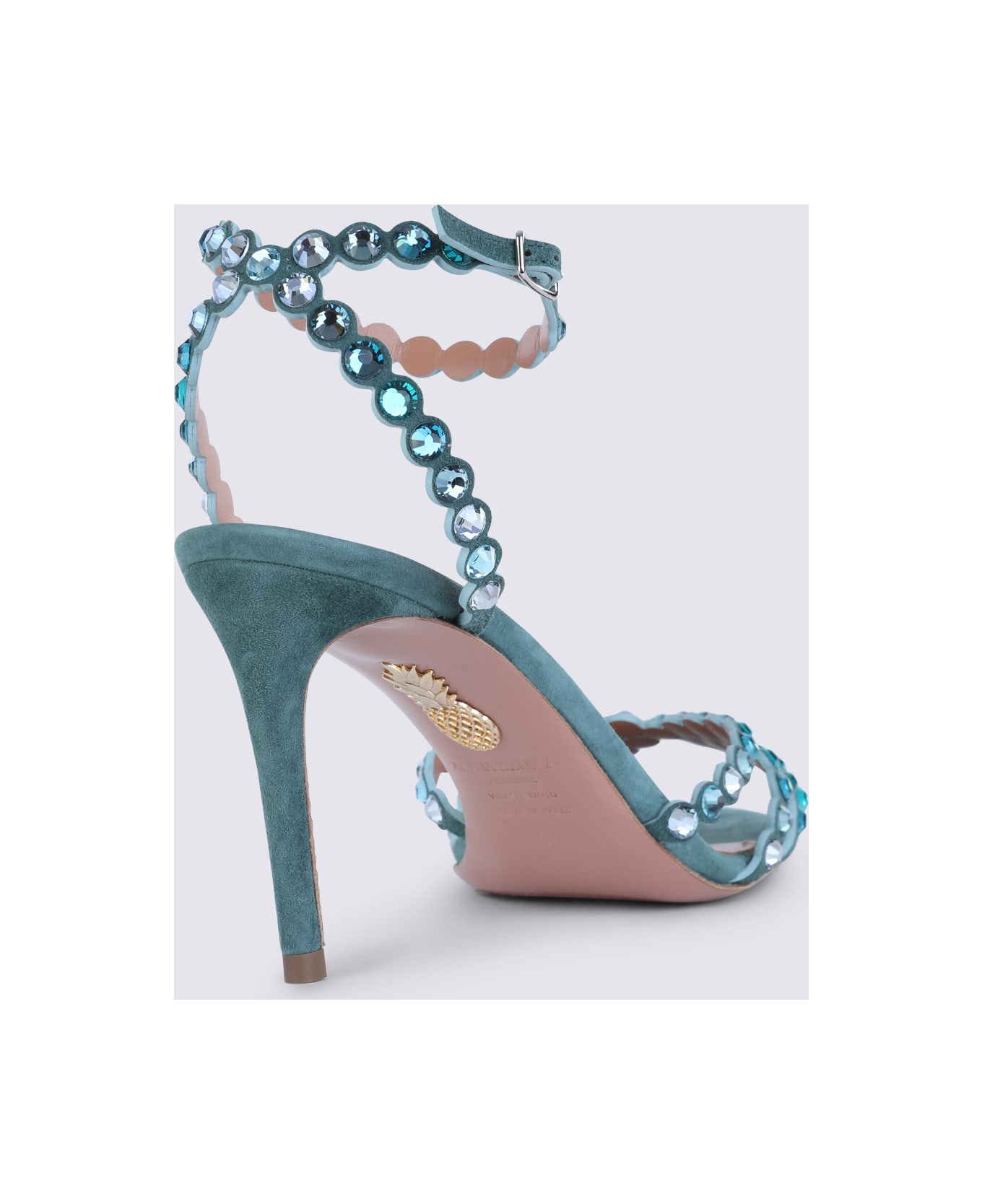 Aquazzura Turquoise Leather Tequila Sandals 85 - LIGHT TEAL