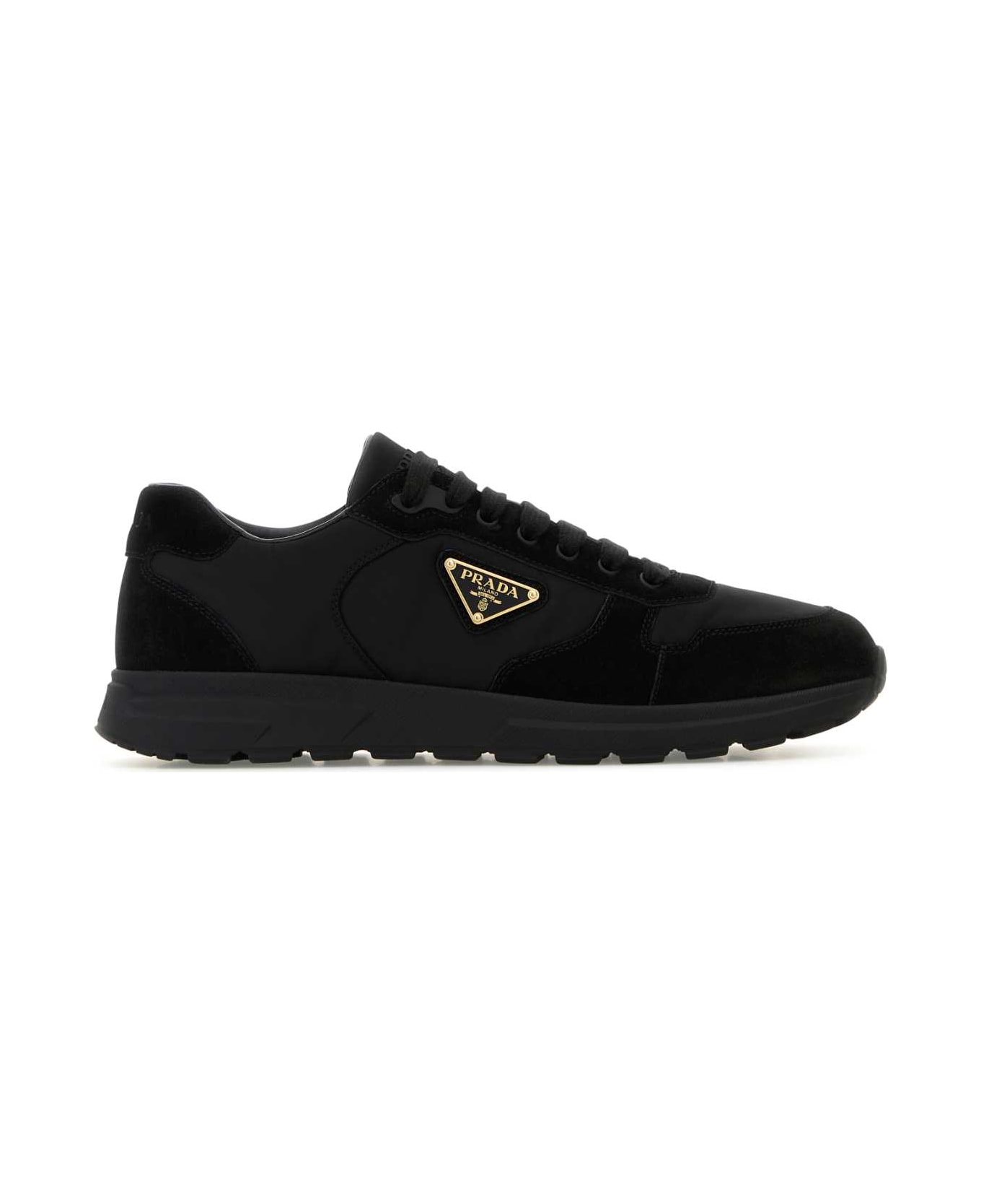 Prada Black Re-nylon And Suede Prax Sneakers - NERO