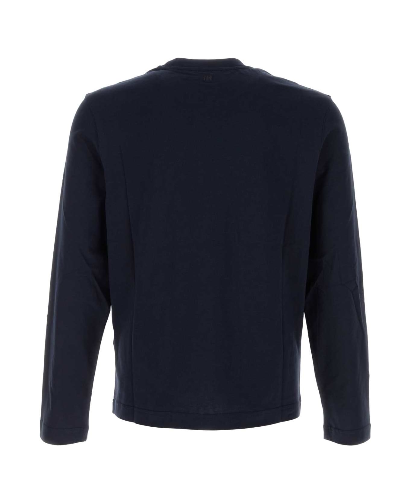 Ami Alexandre Mattiussi Navy Blue Cotton T-shirt - NIGHTBLUE
