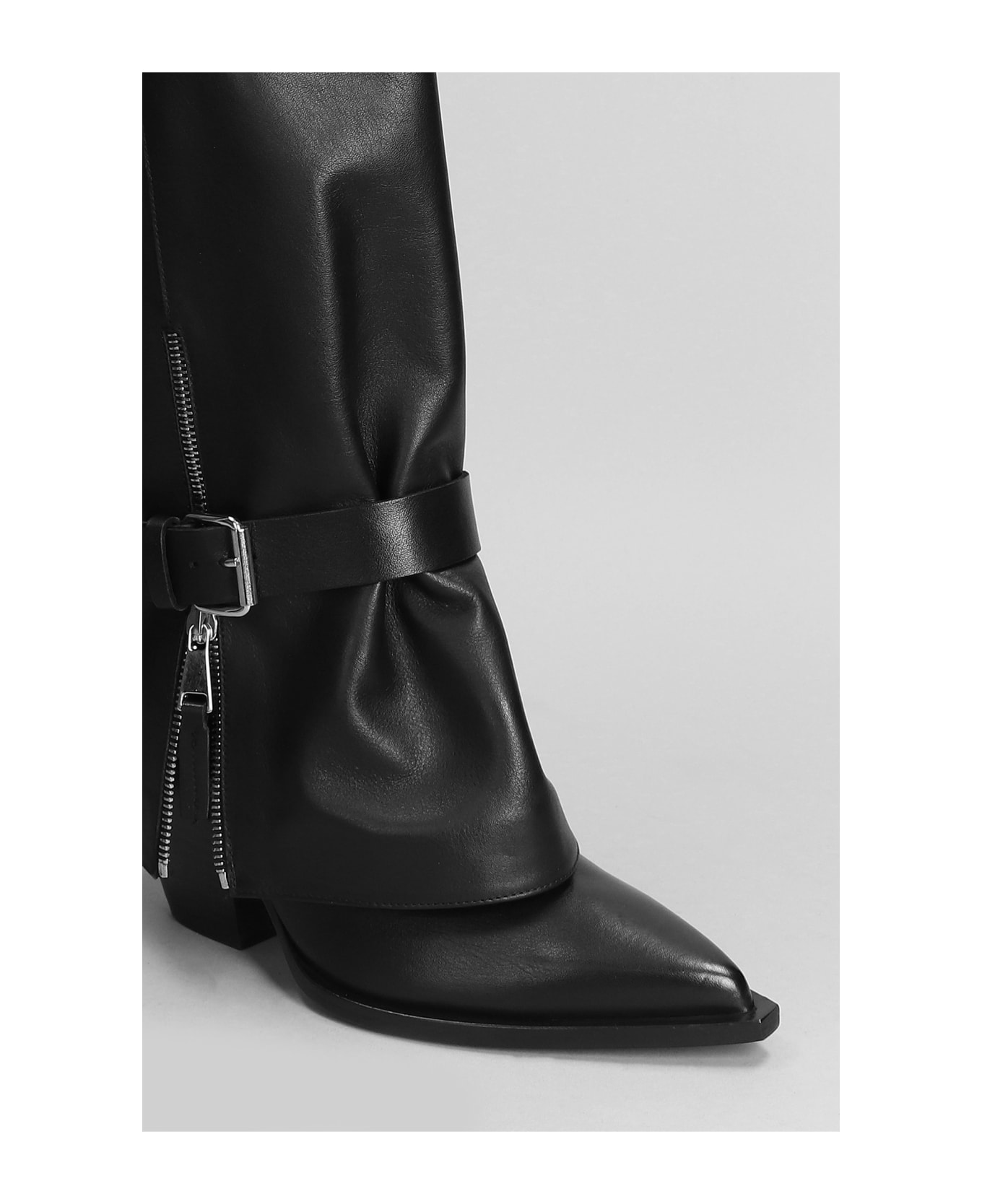 Elena Iachi Texan Boots In Black Leather - black