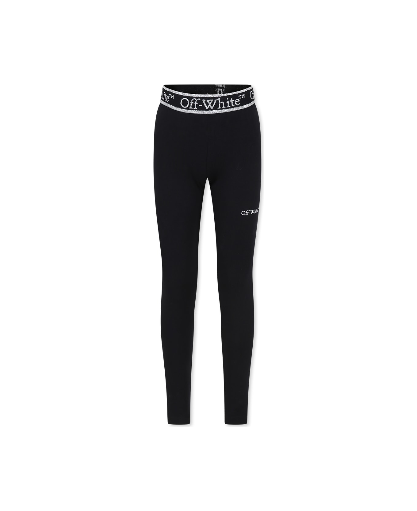 Off-White Black Leggings For Girl With Logo - BLACK